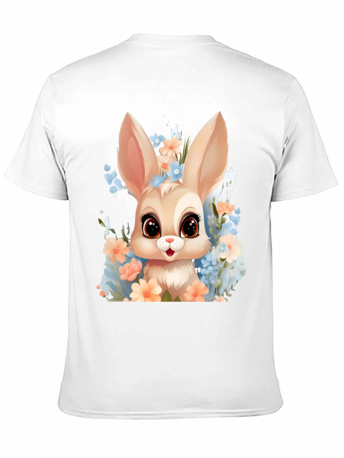 Black Cute Bunny in Flowers Graphic T-Shirt view 11