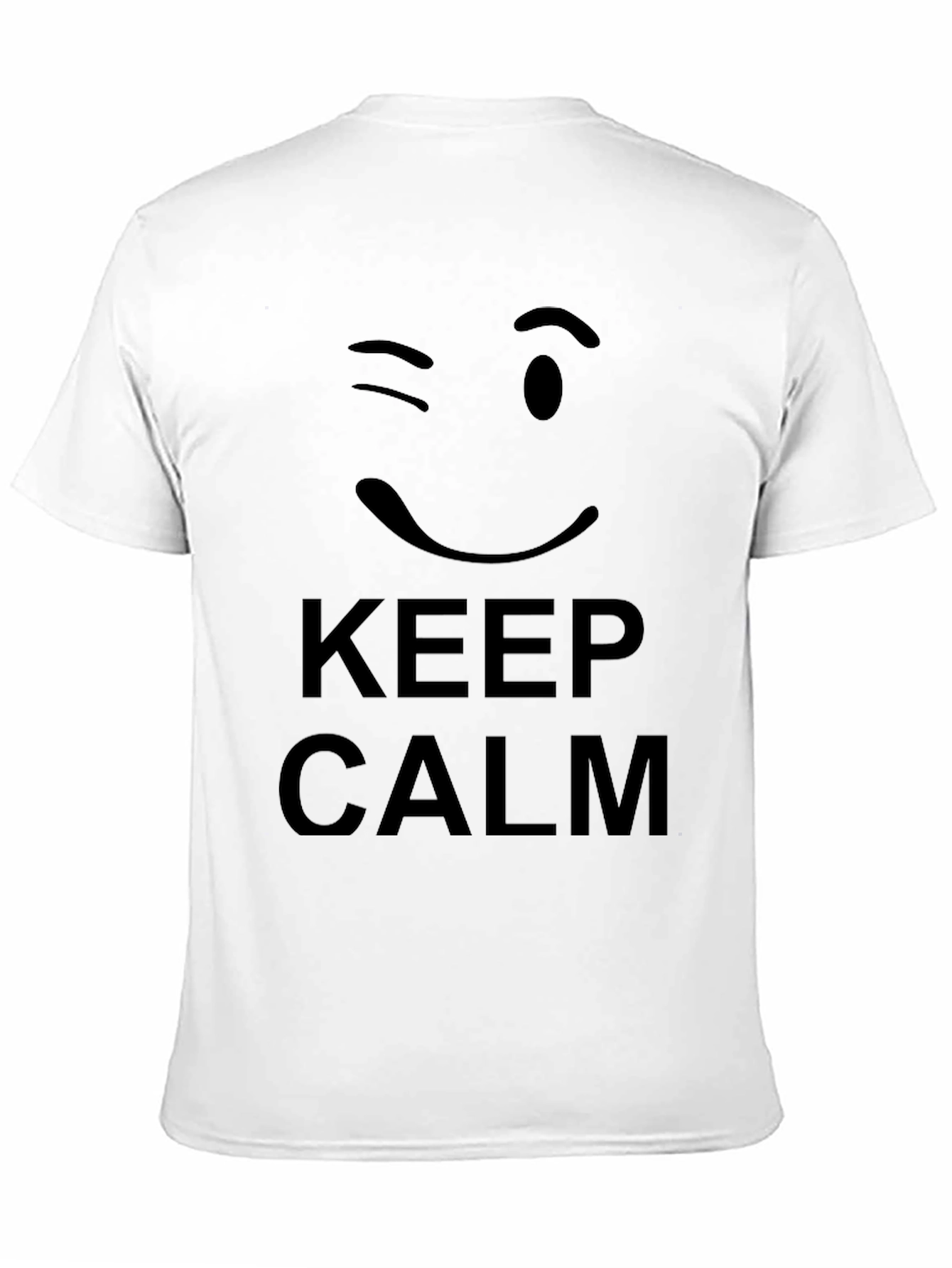 Black Keep Calm Wink Face Black Graphic Tee view 11