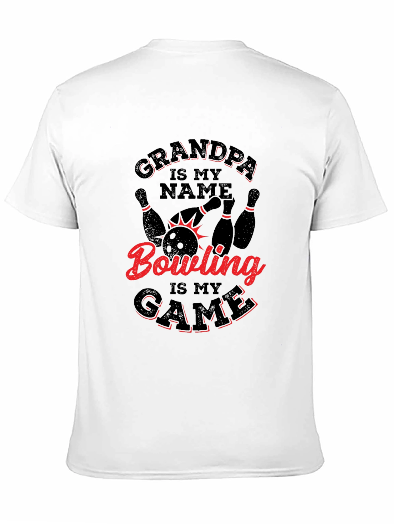 Black Grandpa Bowling T-Shirt -  Red & Black Design view 11