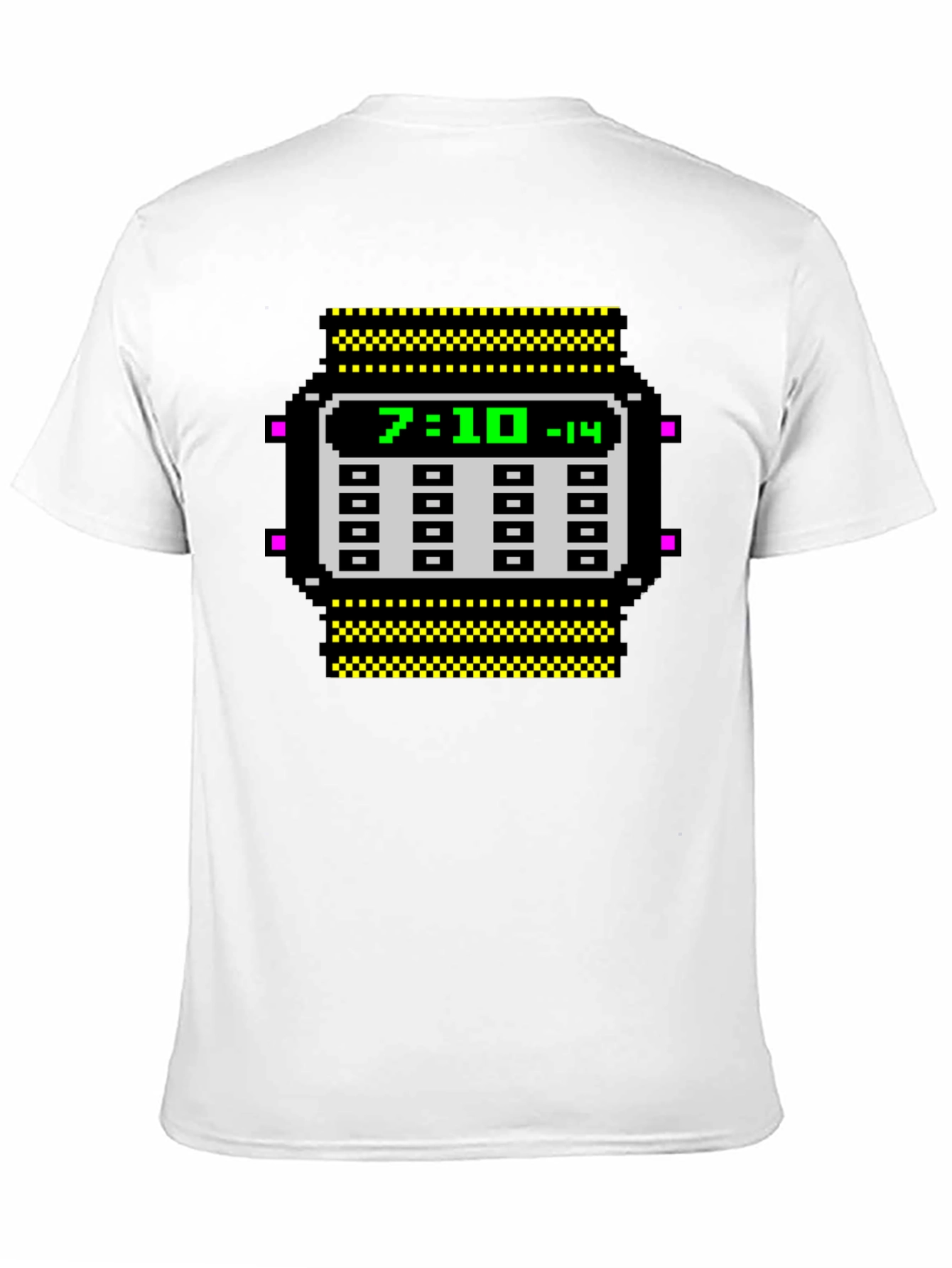Black Retro Pixel Watch T-Shirt - Geeky Timepiece Design view 11