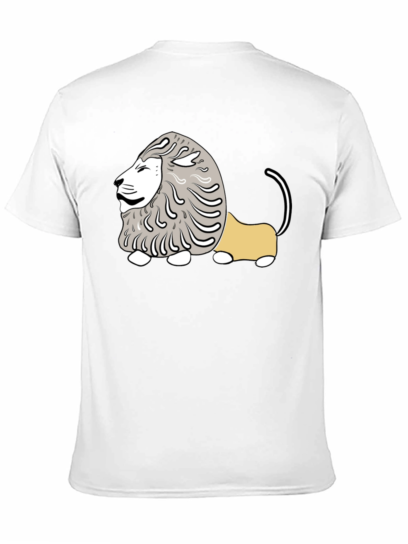Black Cartoon Lion Graphic Tee - Casual Black T-Shirt view 11