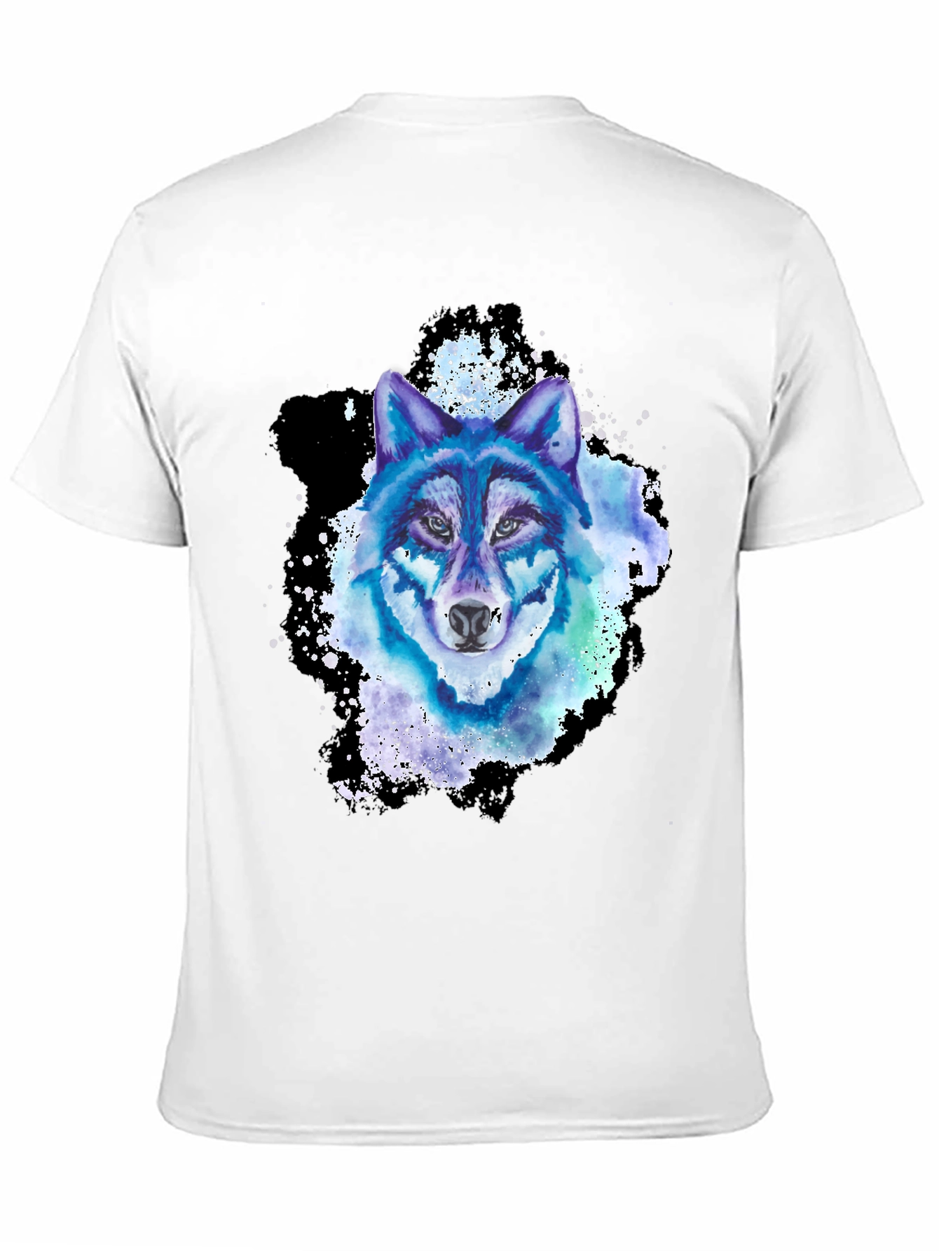 Black Watercolor Wolf Graphic T-Shirt view 11