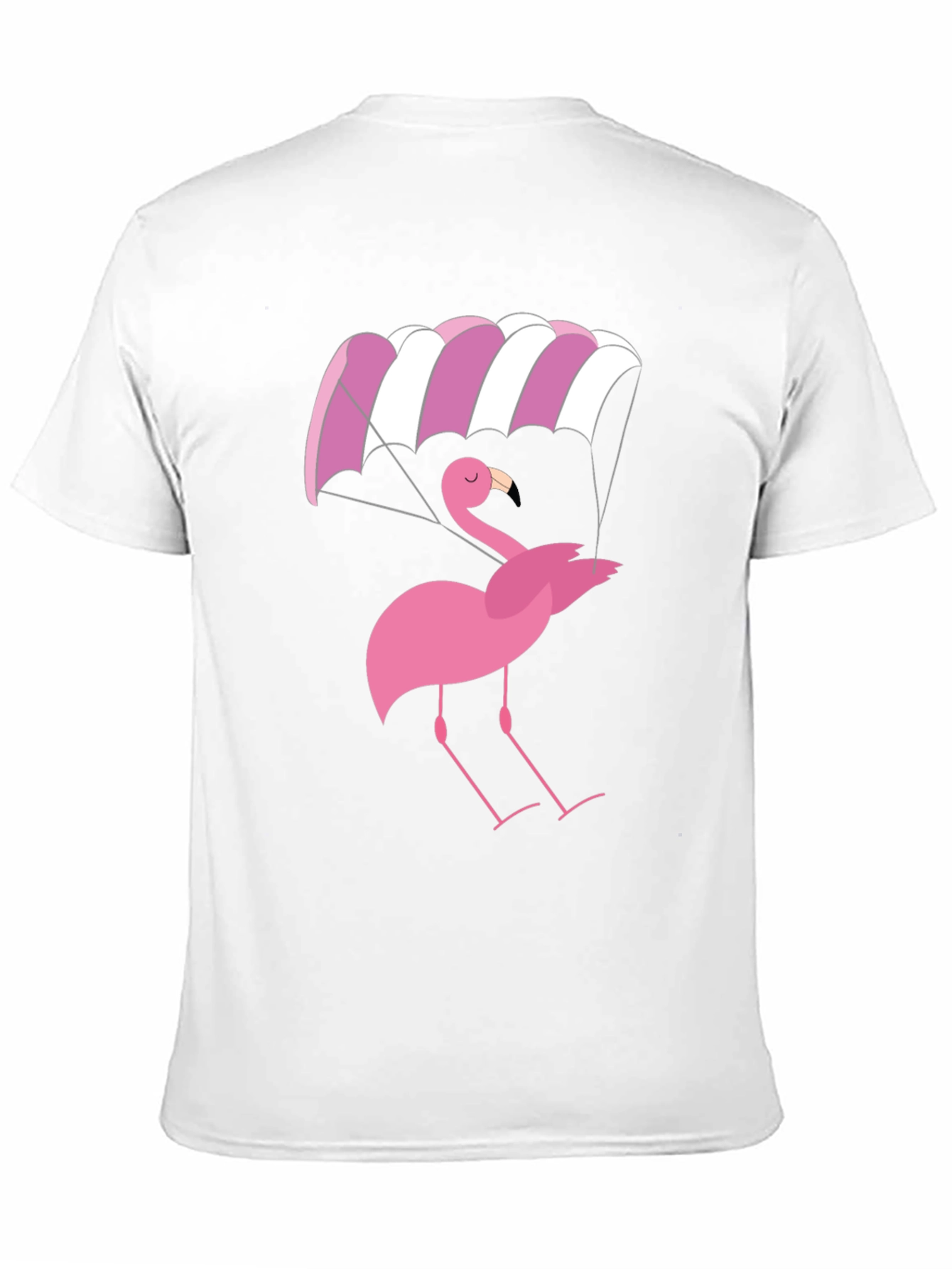 Black Pink Flamingo Parachute Black T-Shirt view 11