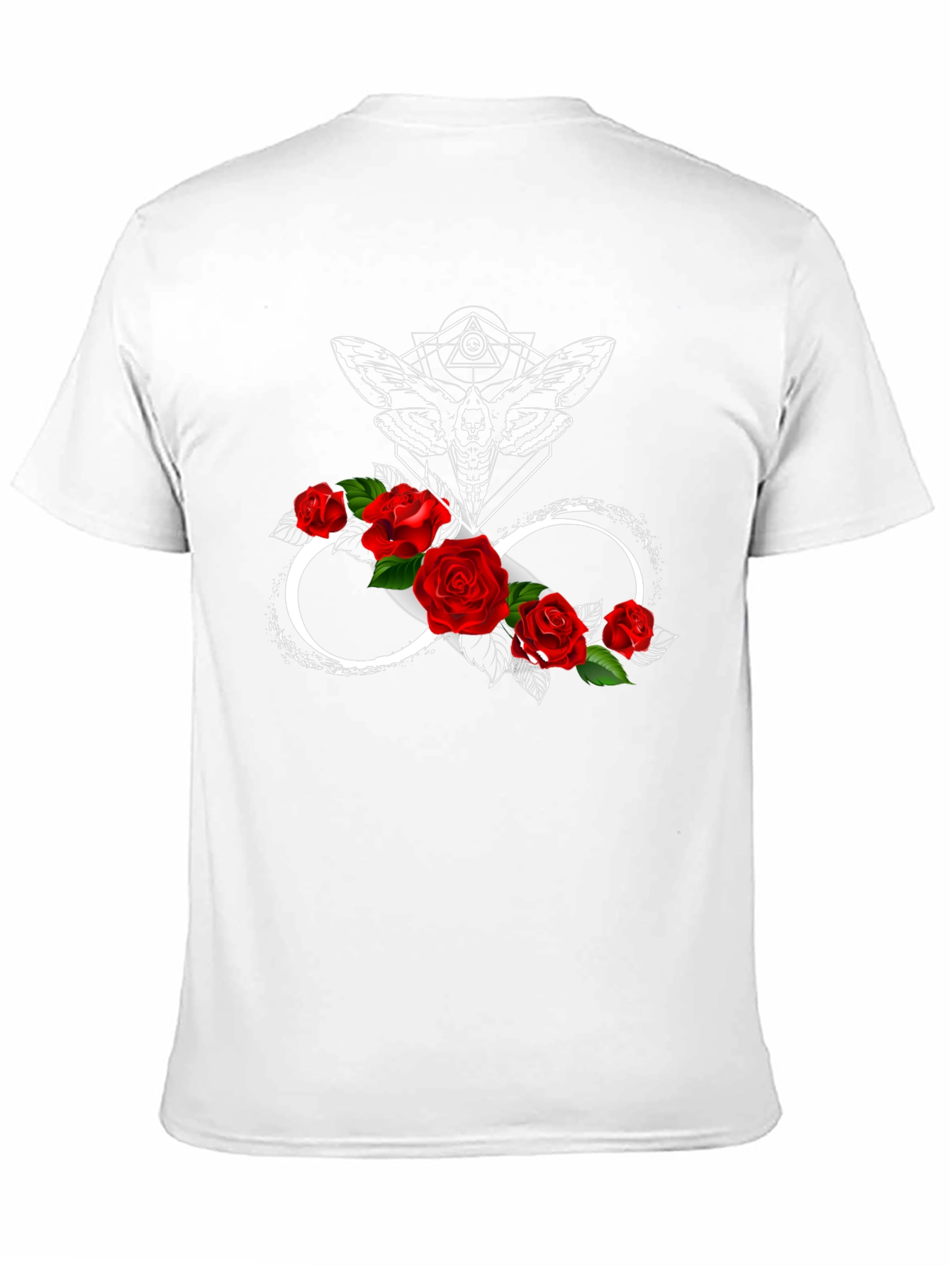 Moth Infinity Roses Black T-Shirt - Gothic Aesthetic - 11
