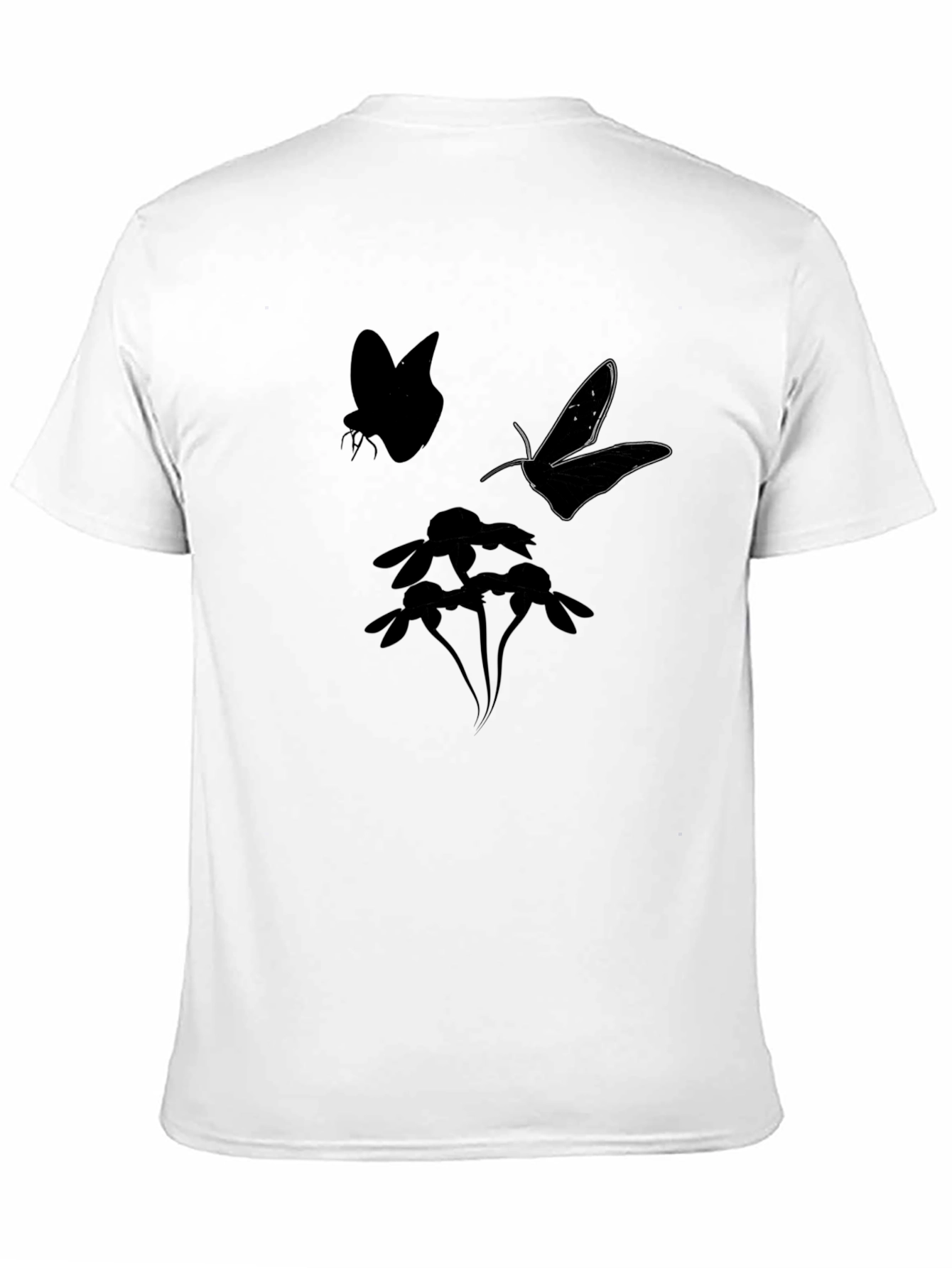 Black Butterfly & Flower Graphic Tee - Black Cotton Blend view 11