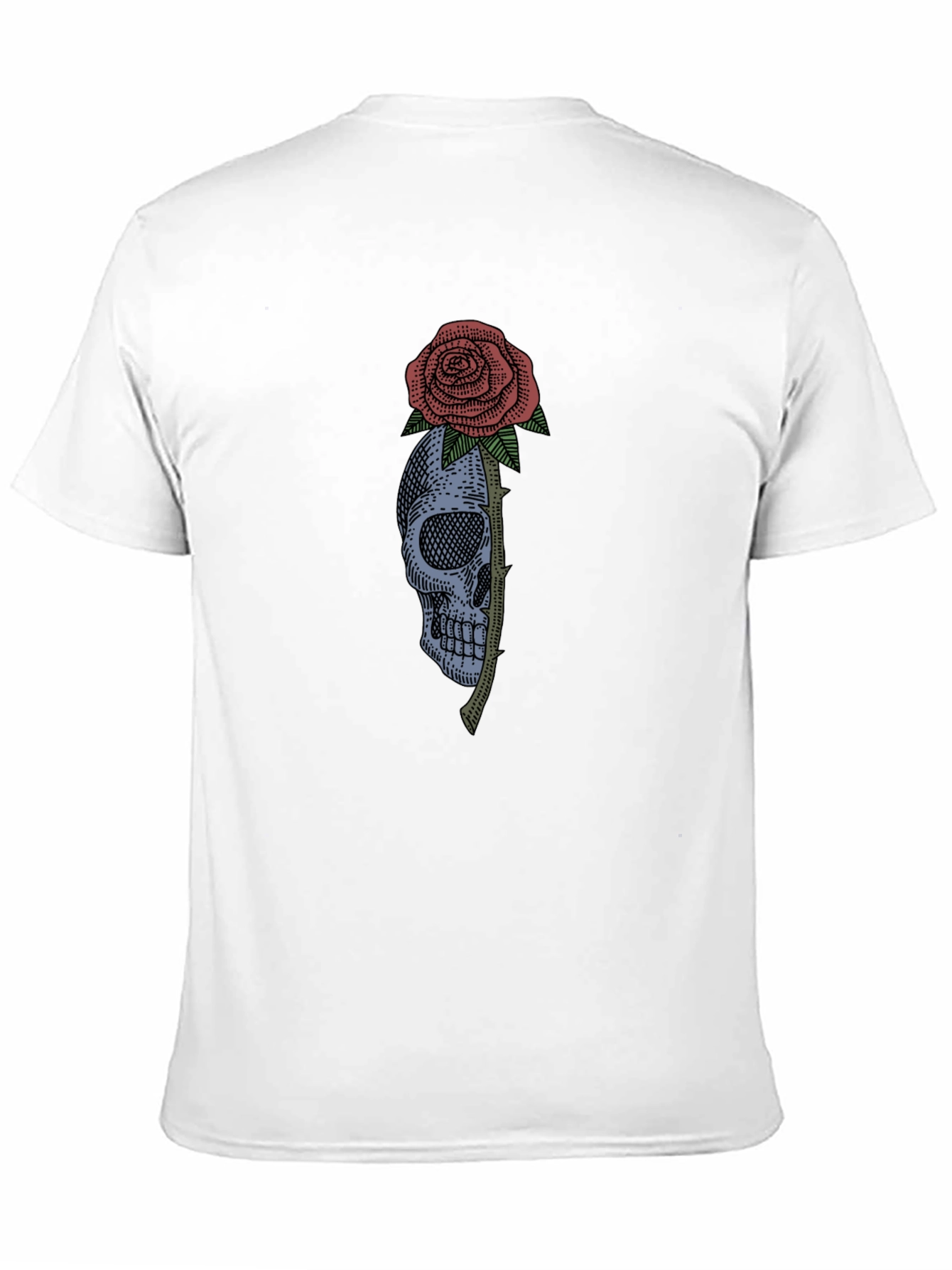 Black Skull & Rose Graphic Tee - Black Cotton T-Shirt view 11