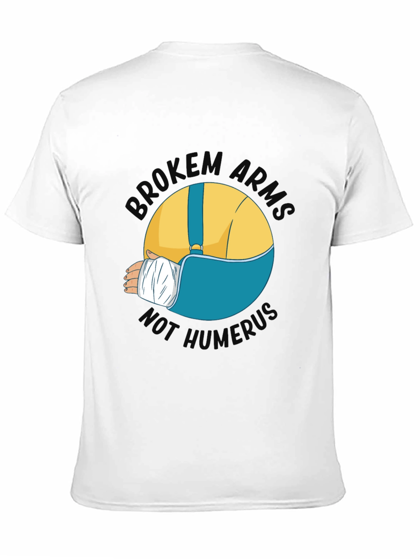 Black Broken Arms Humor Graphic T-Shirt view 11
