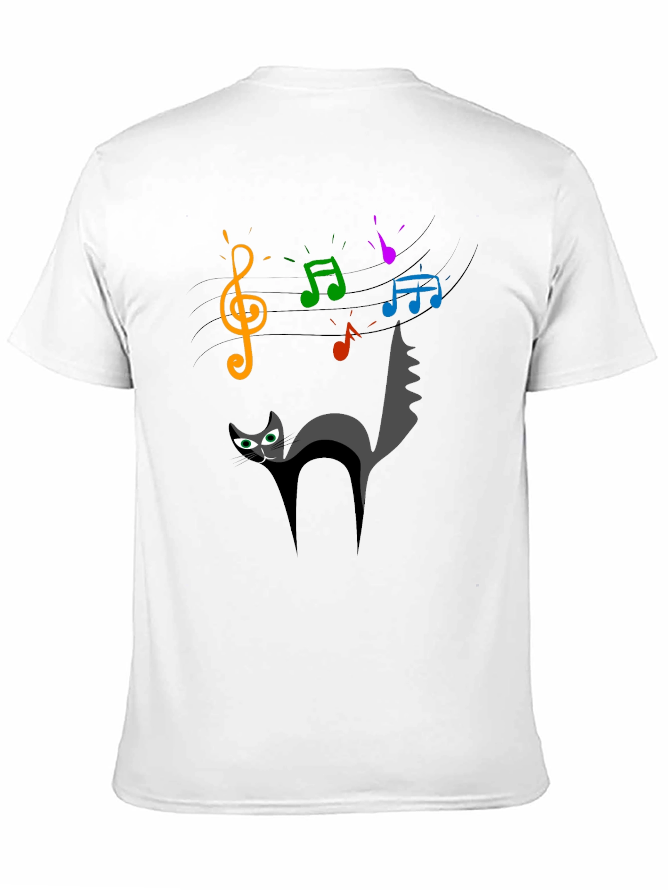 Black Cat Music T-Shirt - Quirky Black Tee for Cat Lovers view 11
