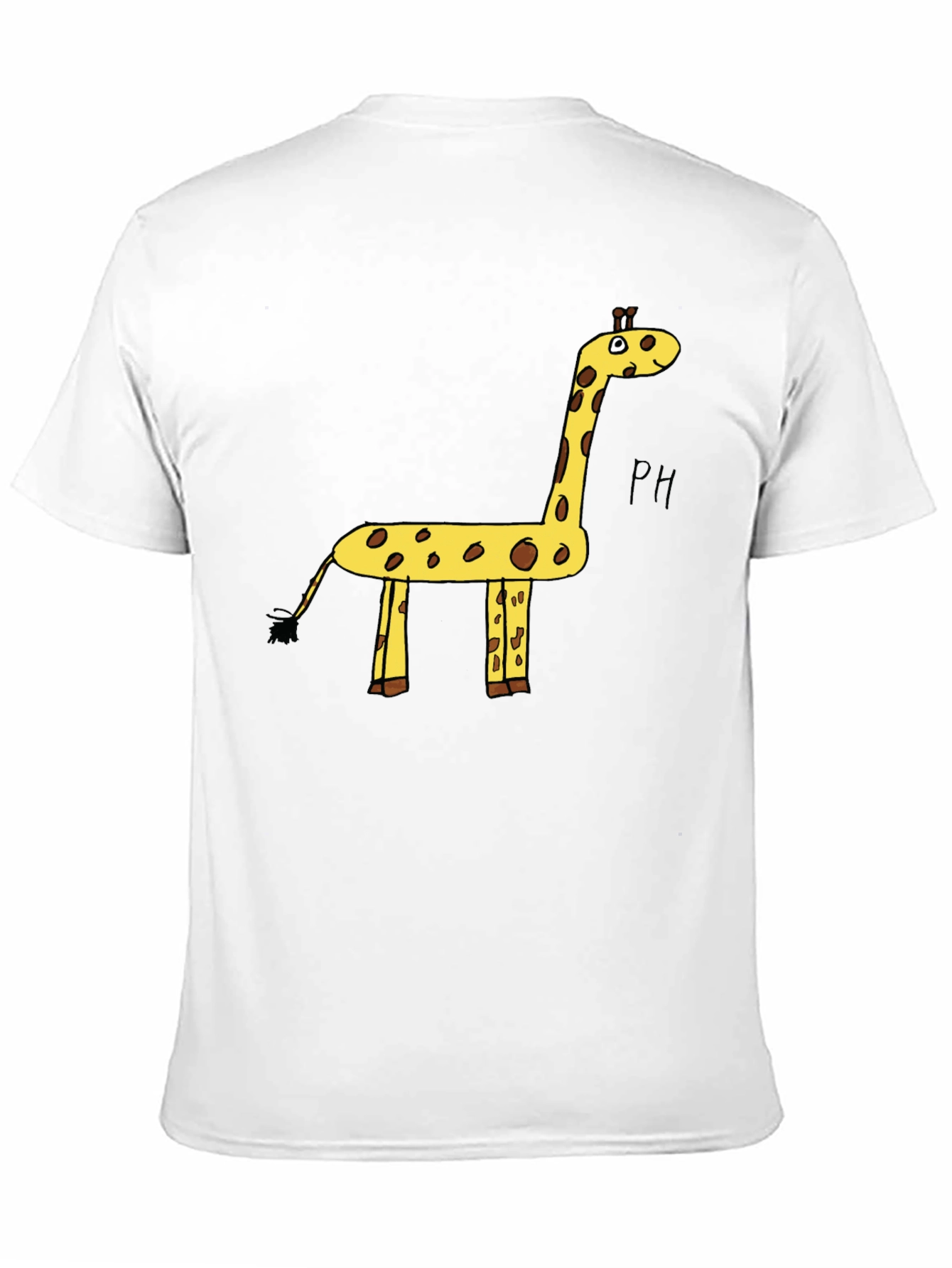 Black Giraffe Cartoon Graphic Tee - Black Cotton T-Shirt view 11