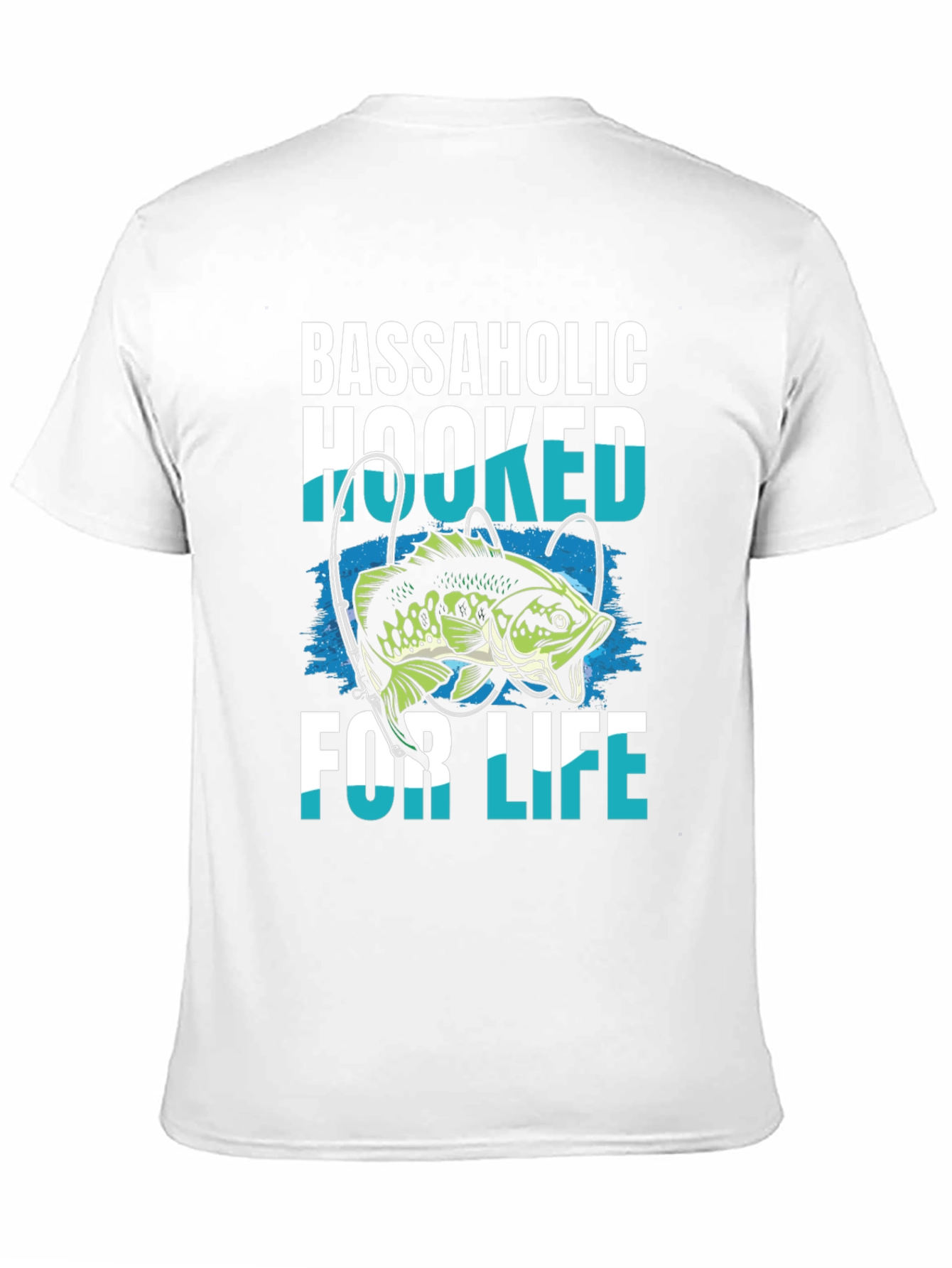 Black Bassaholic Hooked for Life T-Shirt Fishing Angler view 11