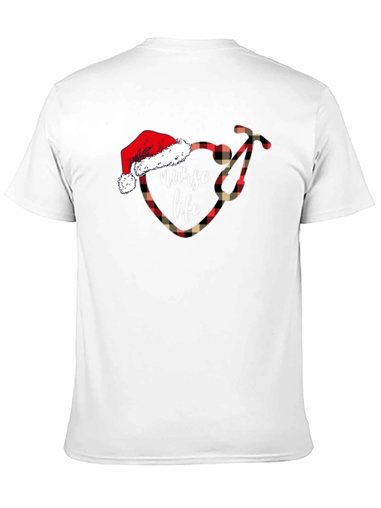 Black Nurse Life Christmas Plaid Stethoscope T-Shirt view 11