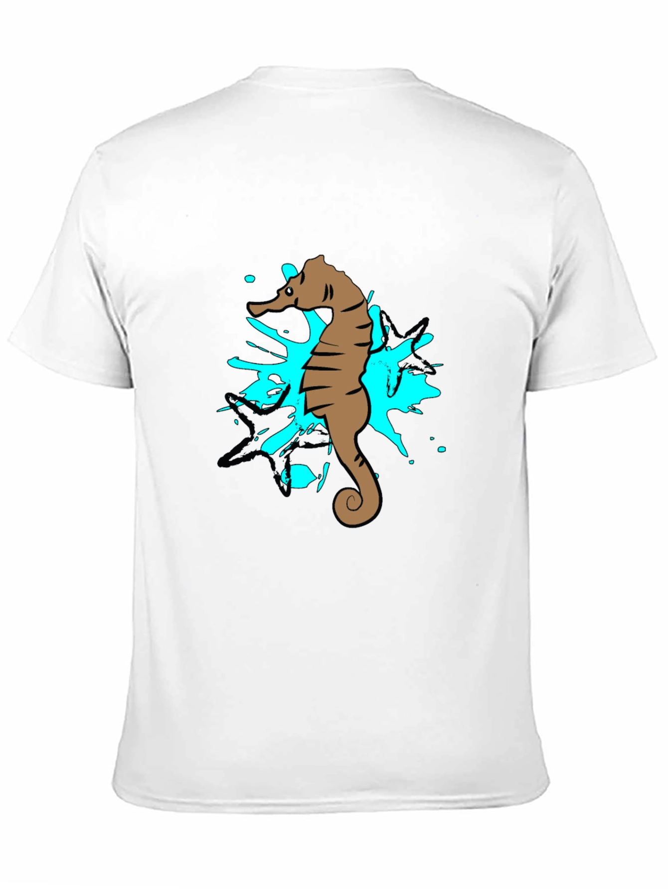 Black Seahorse Splash Graphic T-Shirt - Black Cotton Tee view 11