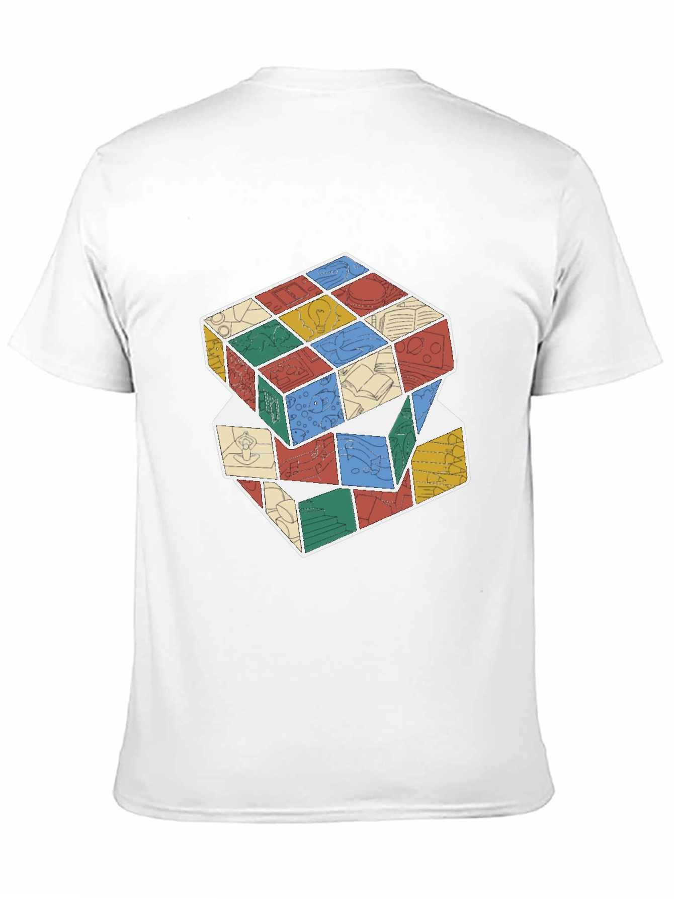 Black Stacked Cube Design Black T-Shirt view 11