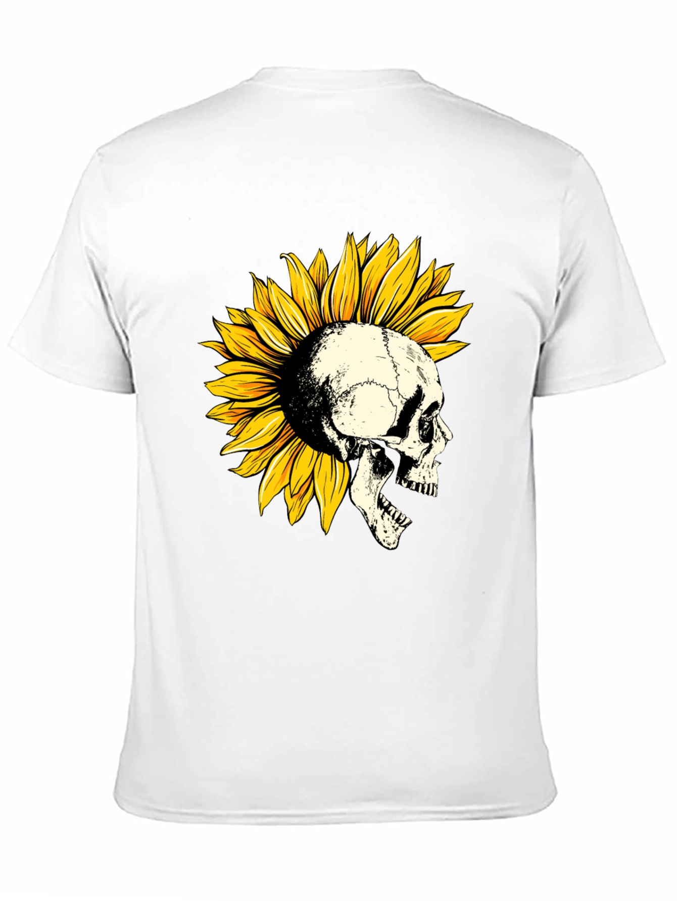 Black Skull Sunflower Graphic T-Shirt - Unique Design view 11