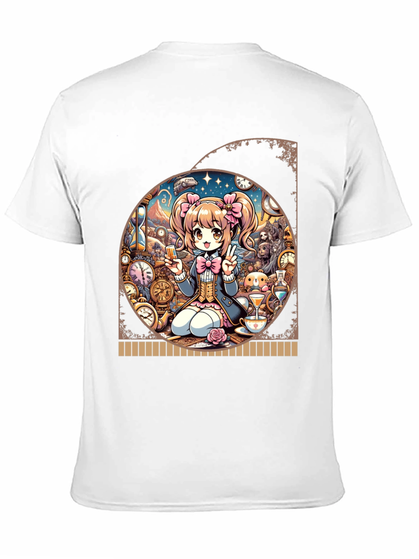 Black Anime Girl Time Travel Graphic Tee - Unique Design view 11