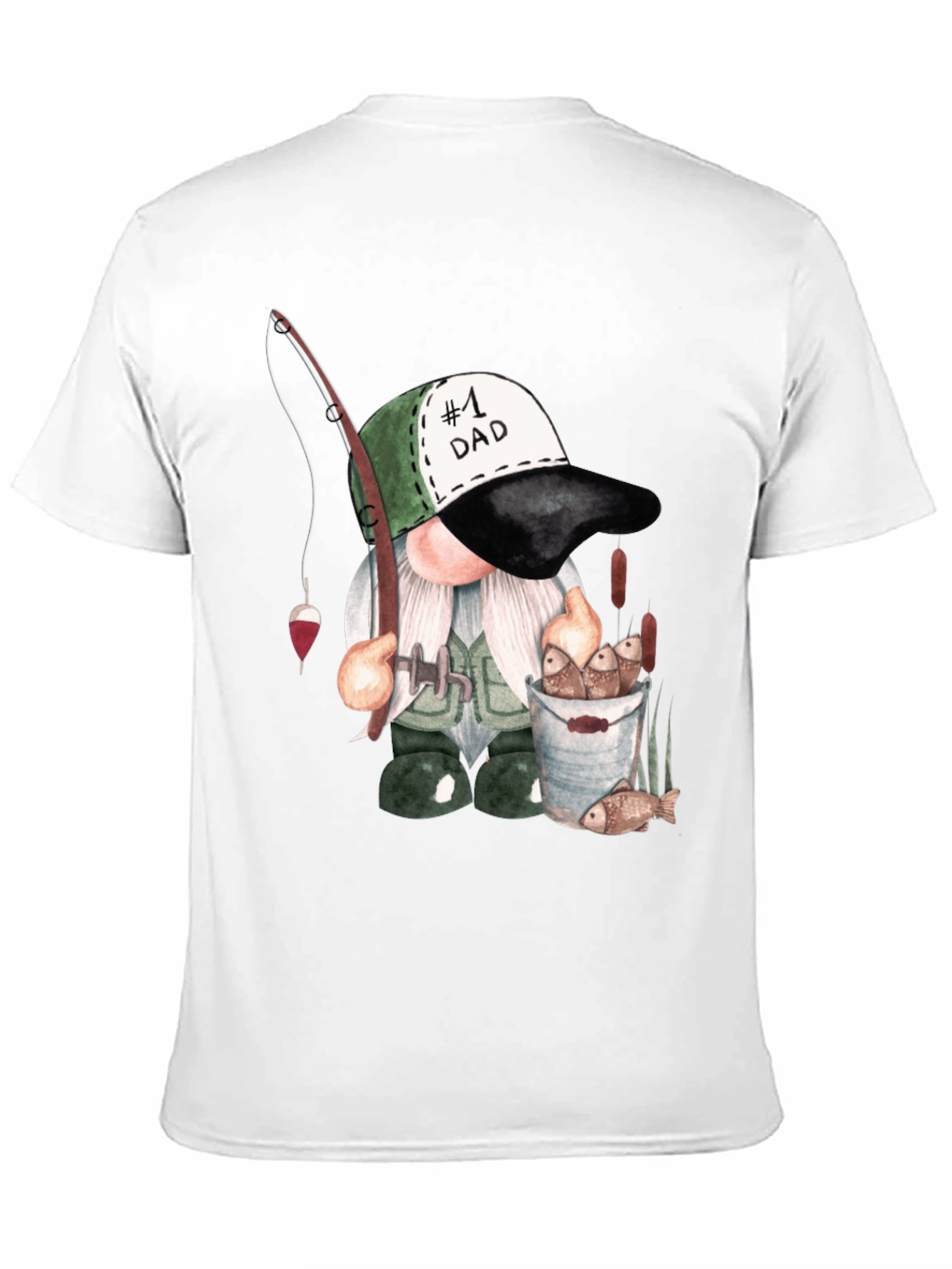 Black Fishing Gnome Dad T-Shirt view 11