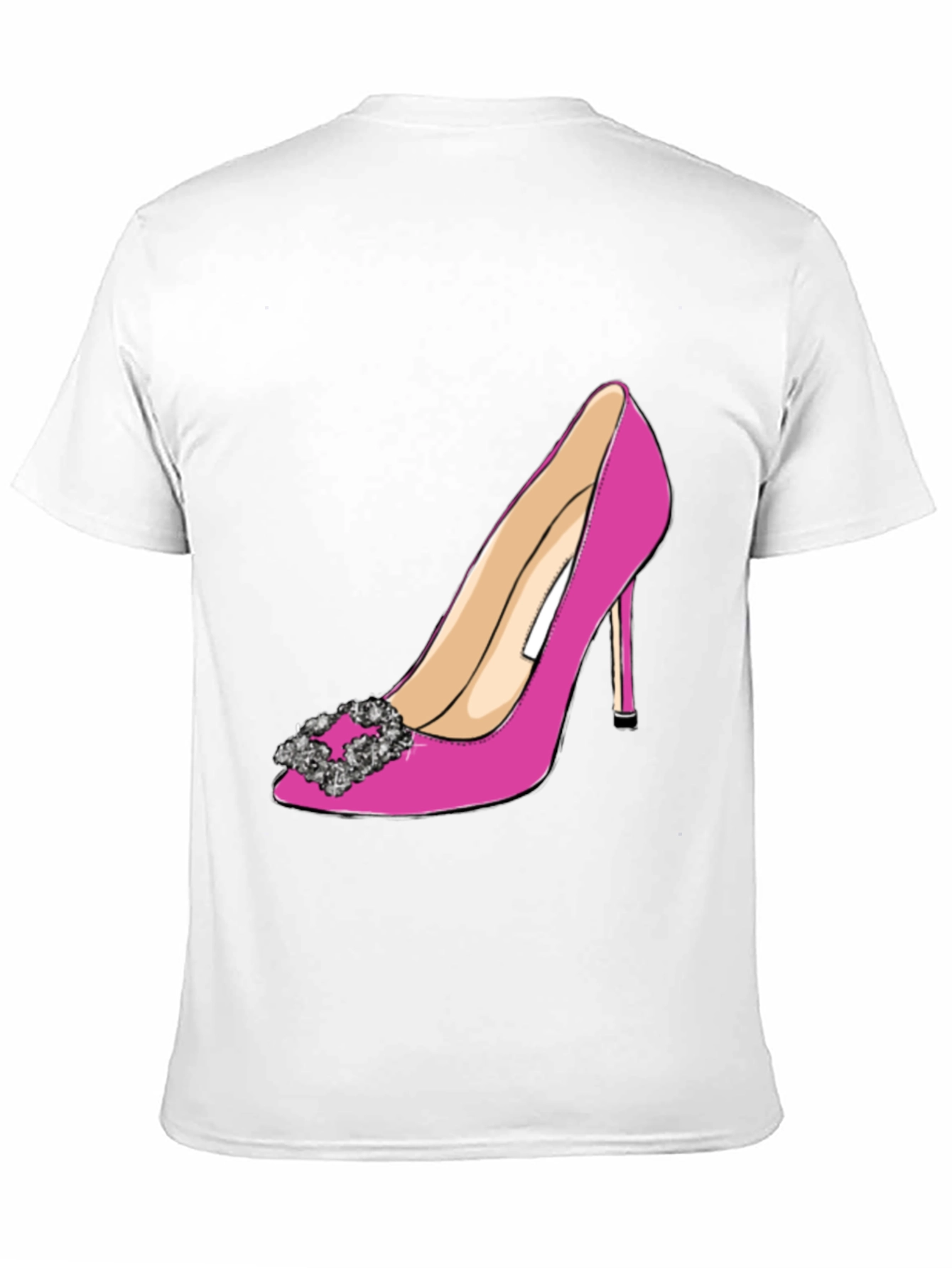 Black Stylish Pink High Heel Shoe Graphic Tee view 11