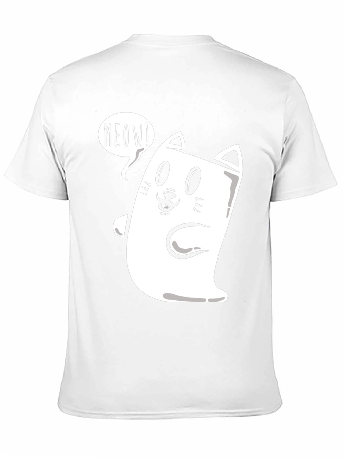 Black Meow Cat Graphic Tee - Funny Cartoon T-Shirt view 11