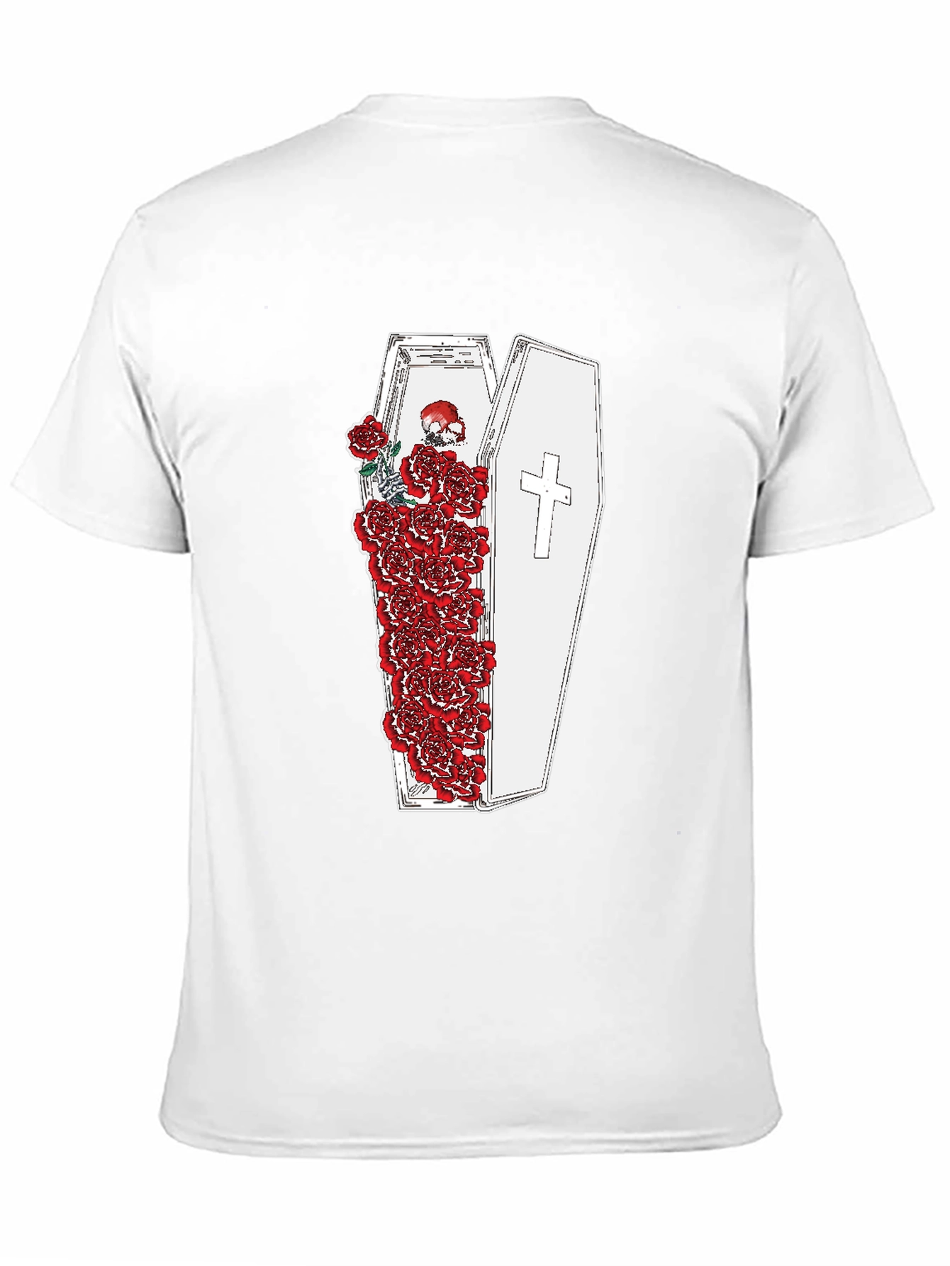 Black Gothic Coffin and Roses Graphic T-Shirt view 11