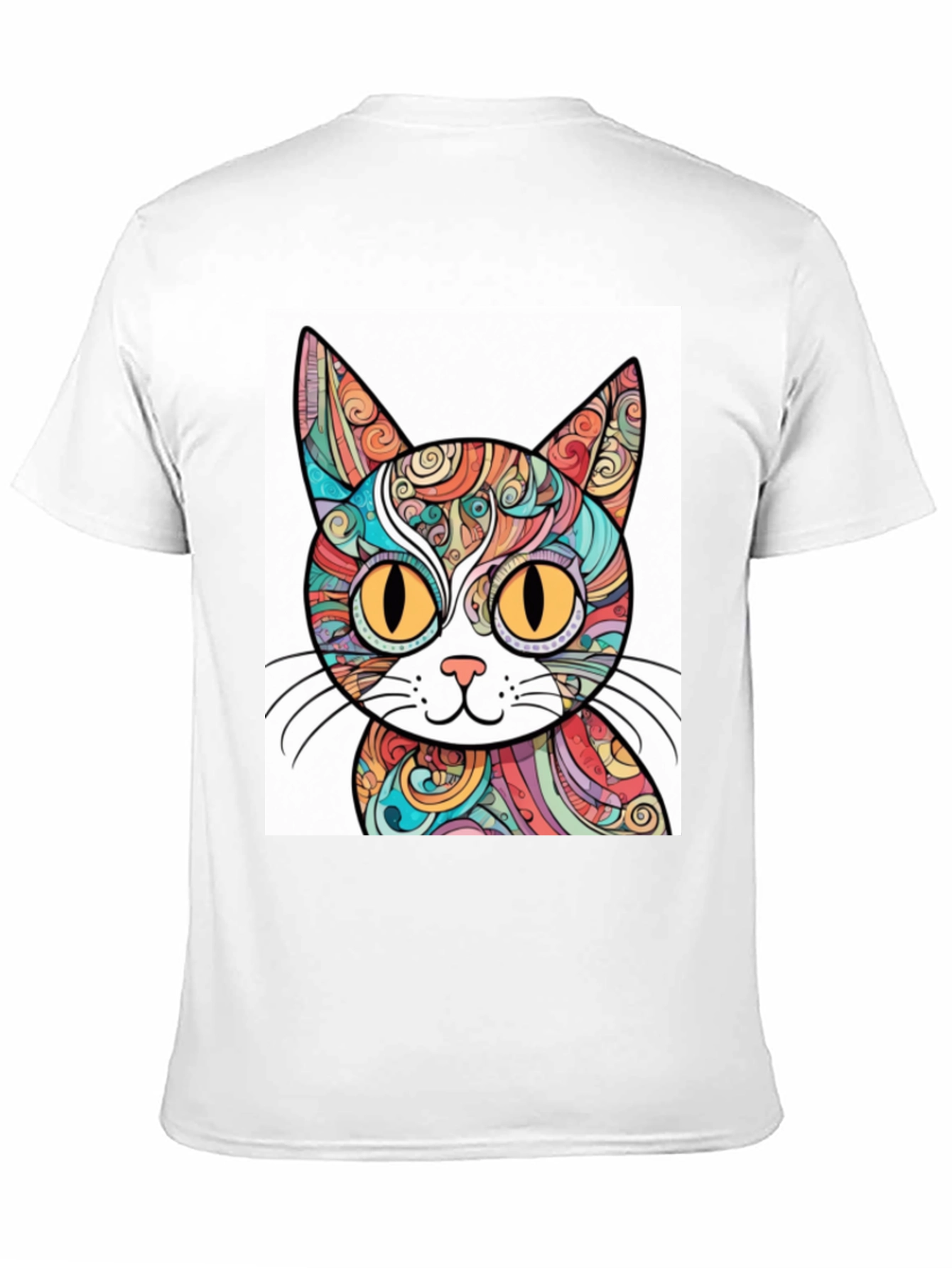 Black Colorful Cat Graphic T-Shirt - Unique Design view 11