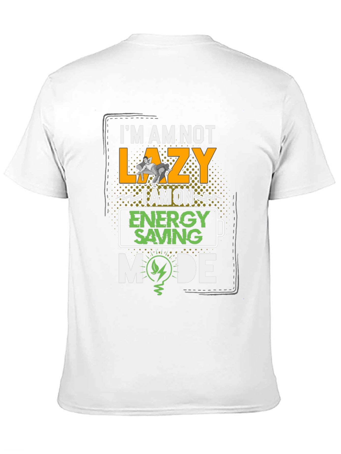Black Funny Energy Saving Mode Graphic T-Shirt view 11