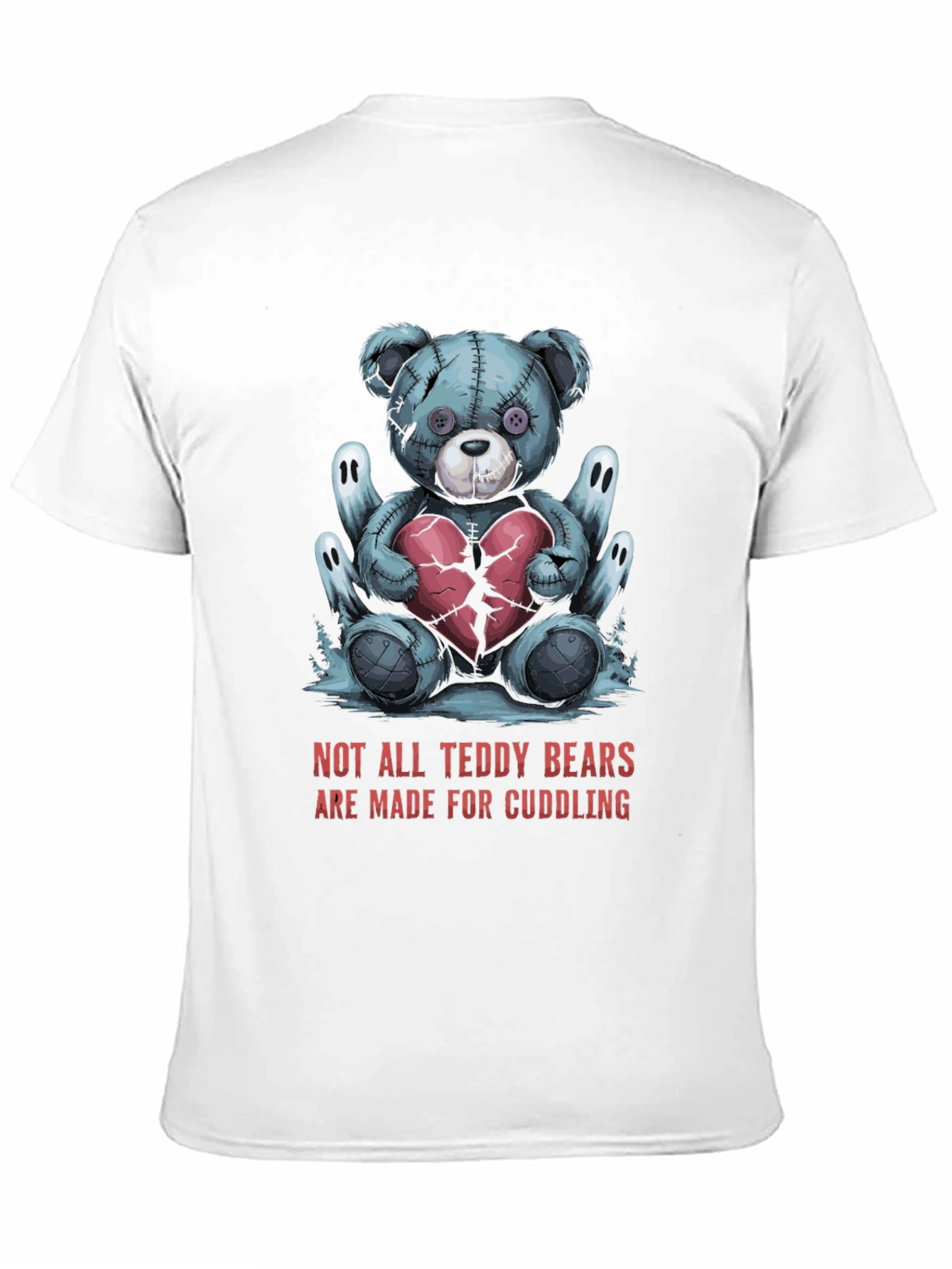 Black Creepy Teddy Bear Graphic Tee - Not for Cuddling! view 11