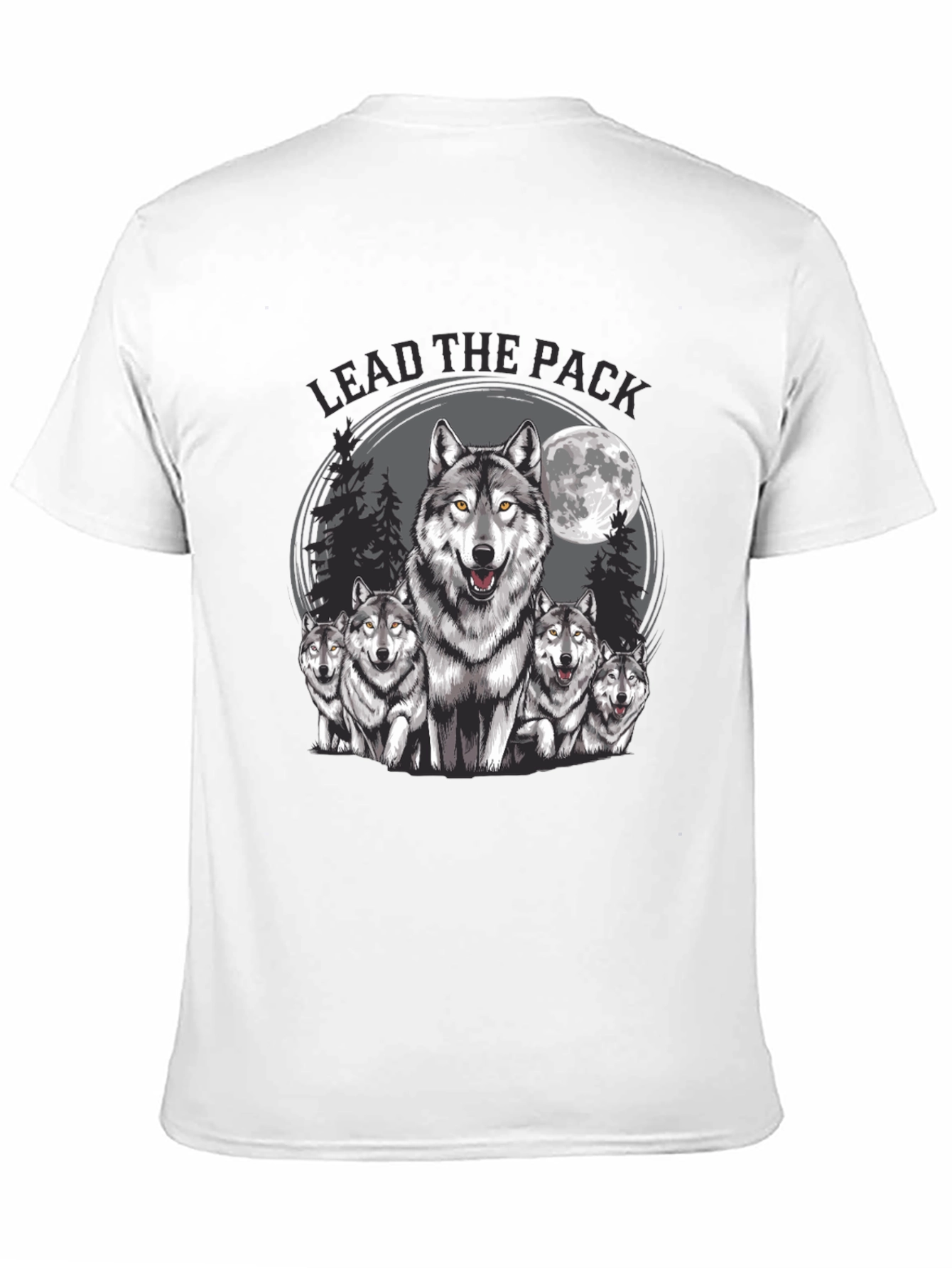 Black Lead the Pack Wolf Graphic T-Shirt view 11
