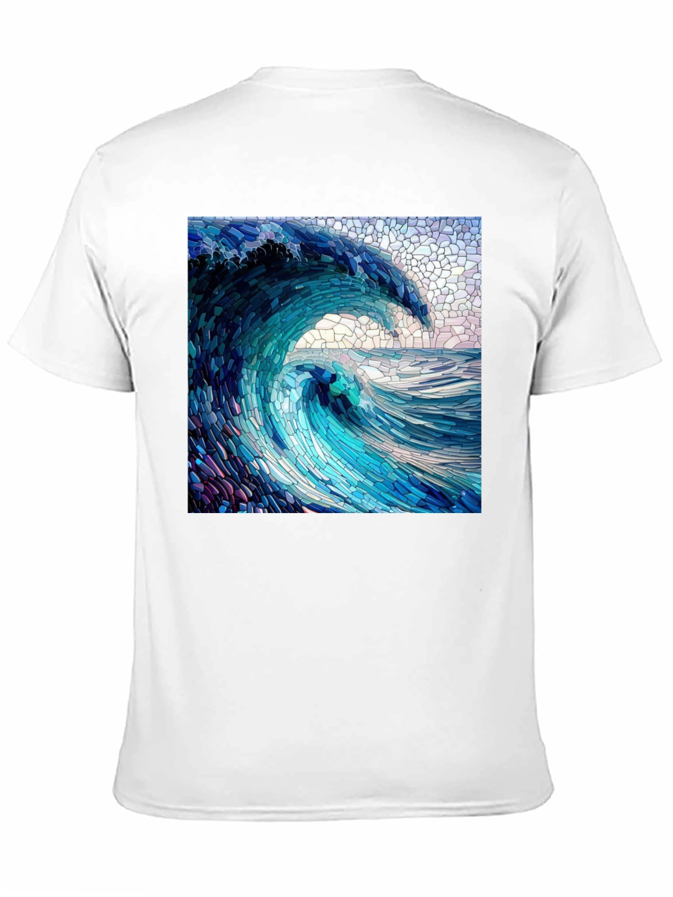 Black Ocean Wave Mosaic Graphic Tee - Unique Design view 11