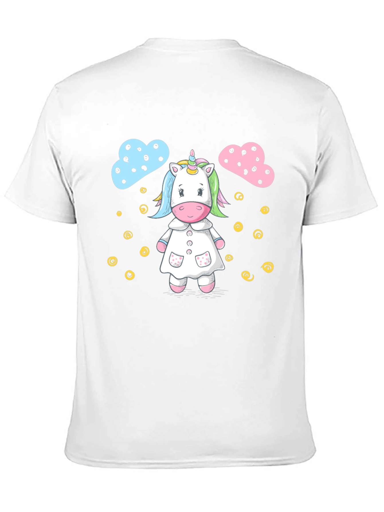 Black Cute Unicorn Cartoon Print Black T-Shirt view 11