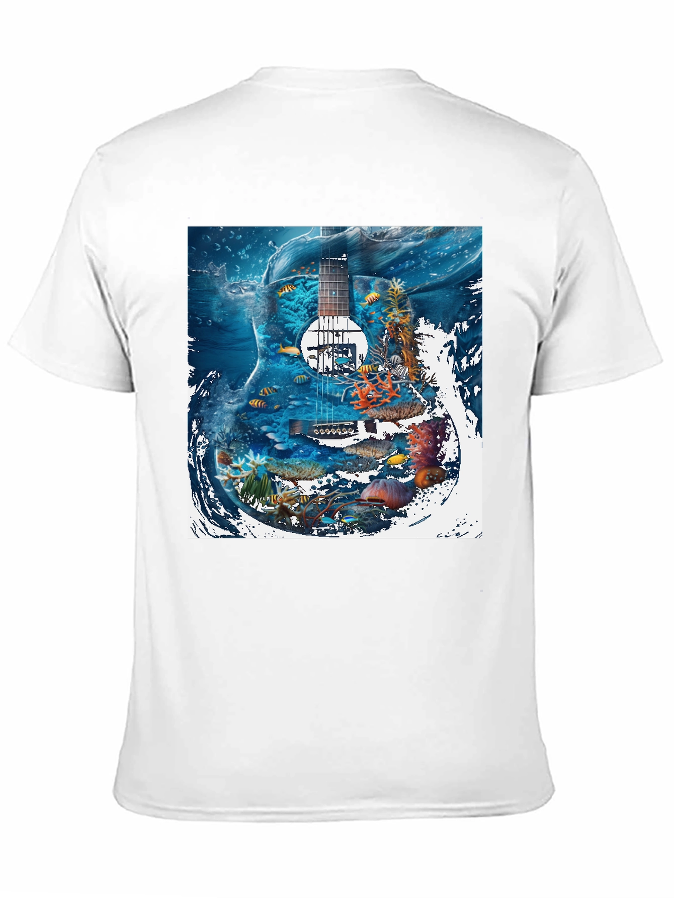 Black Underwater Guitar Graphic T-Shirt view 11