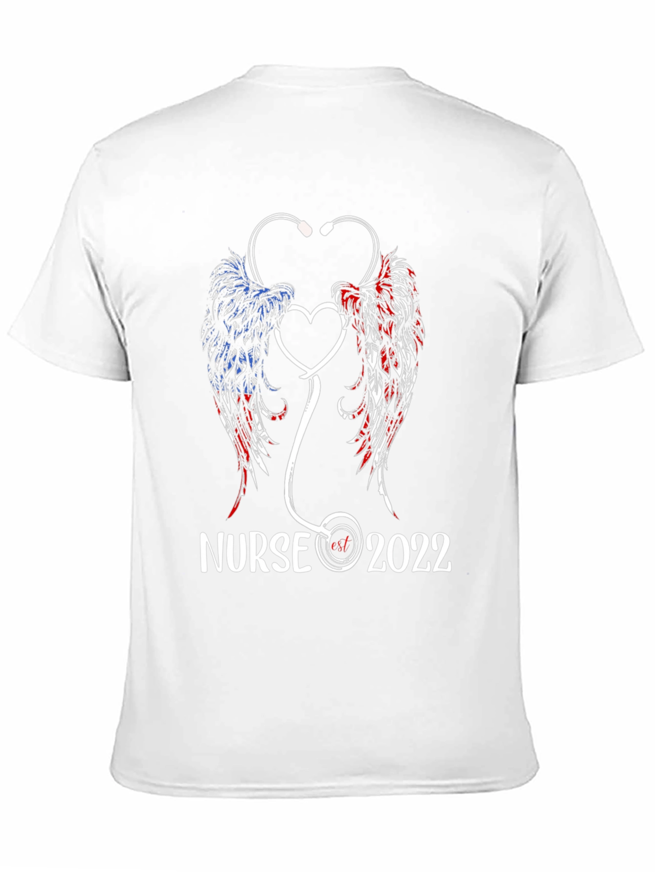 Black Nurse 2022 T-Shirt - Angel Wings Stethoscope Design view 11