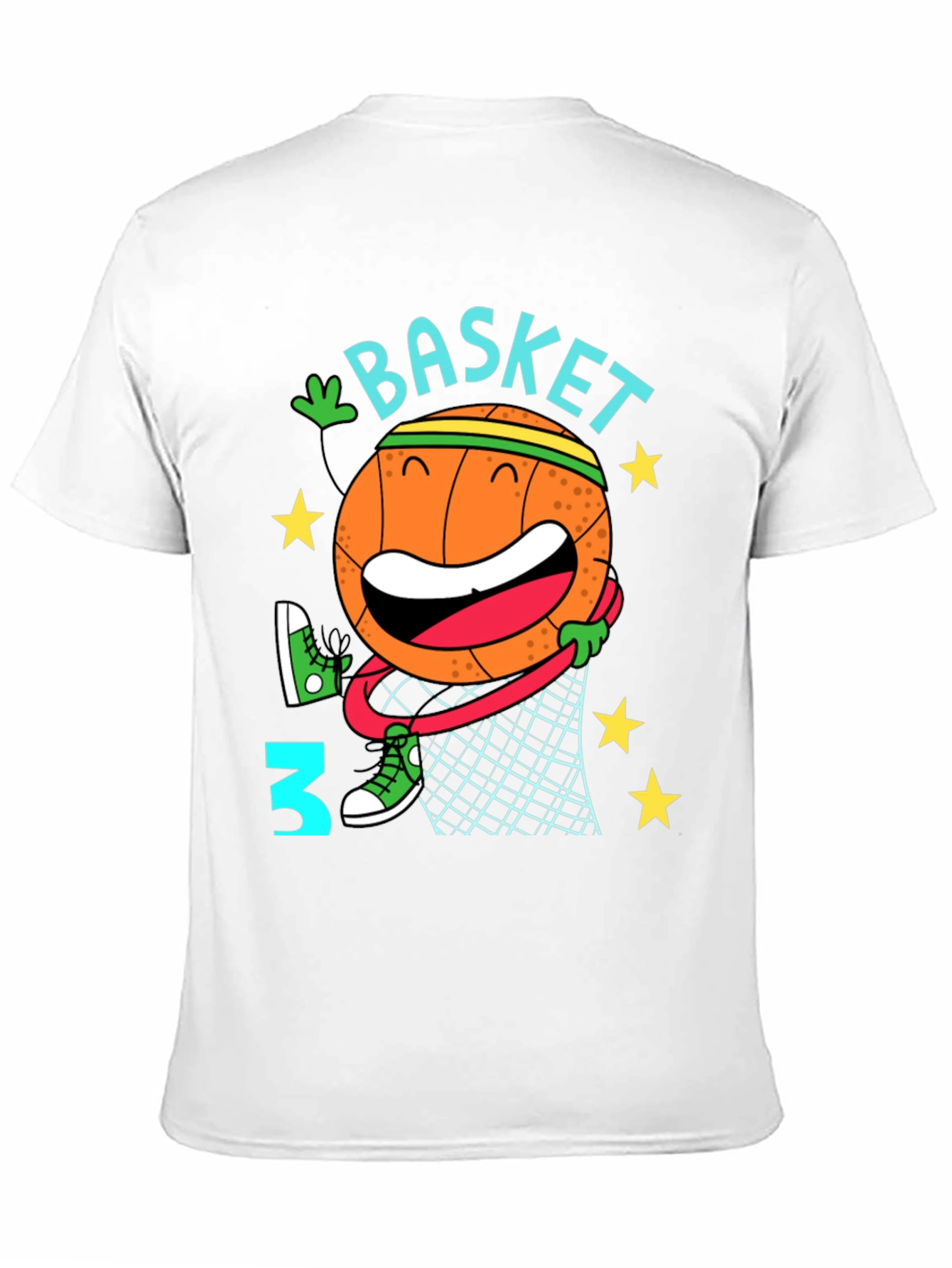 Black Basketball Cartoon Graphic T-Shirt view 11