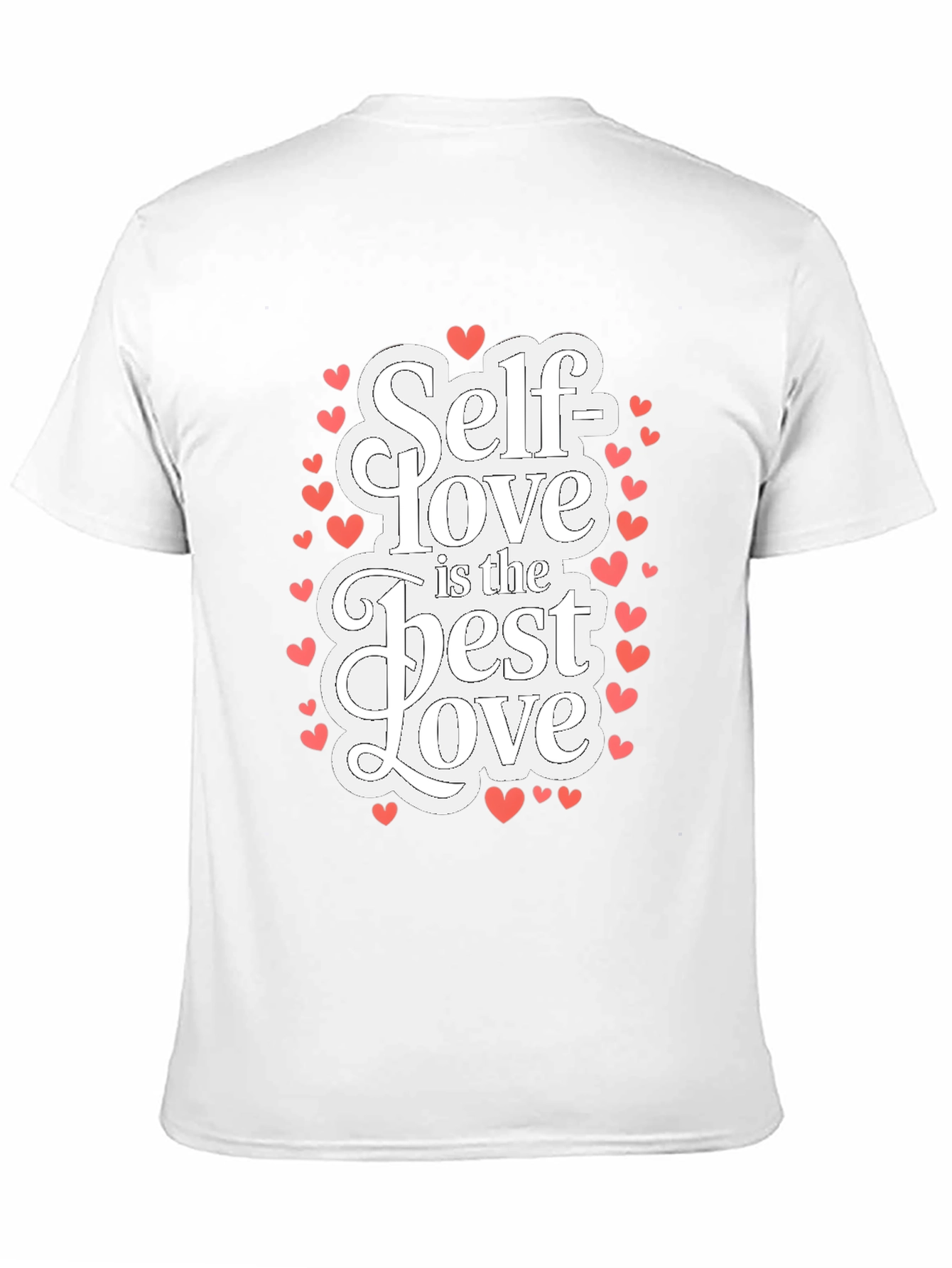 Black Self Love T-Shirt - Black Cotton Tee with Heart Accents view 11