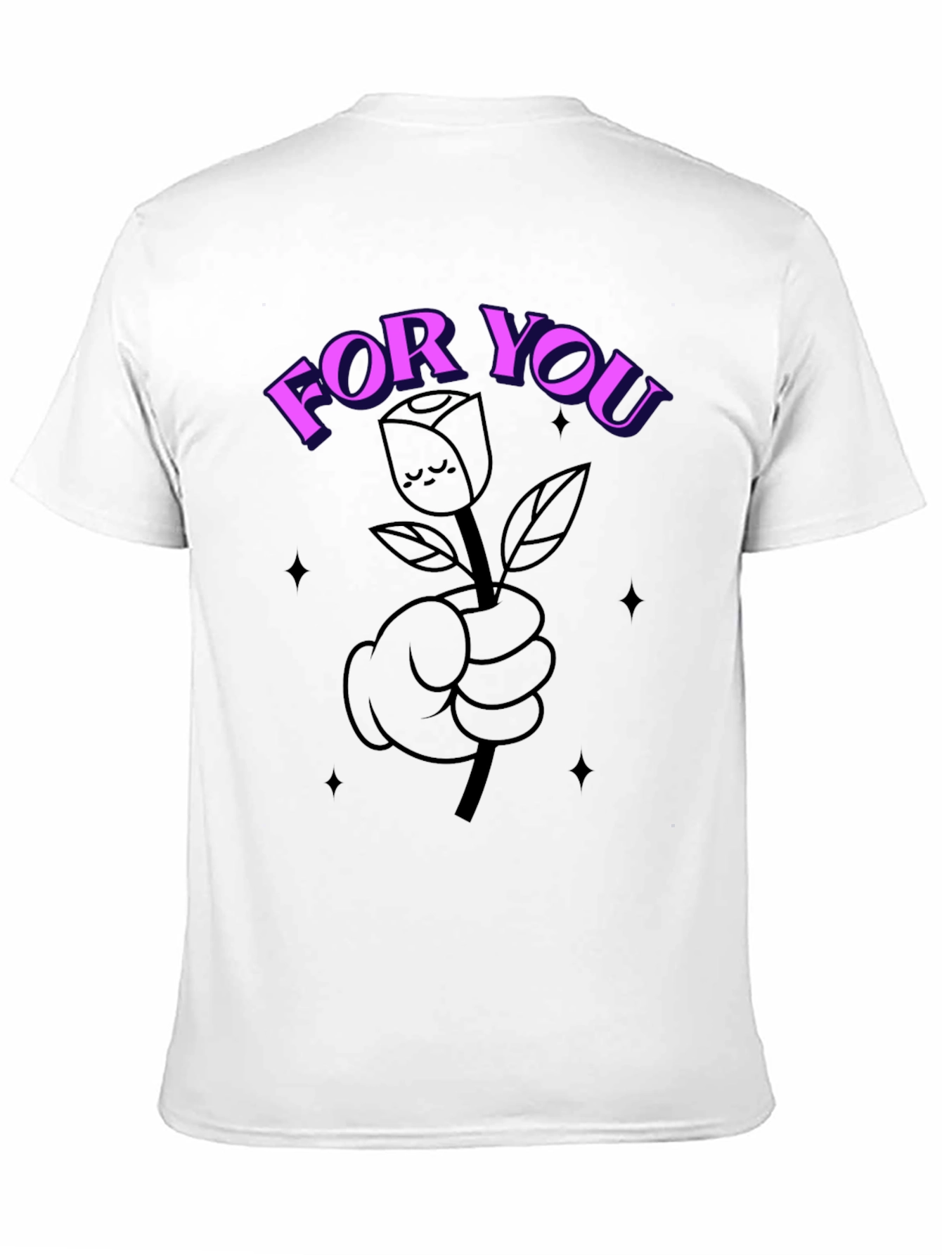 Black Cartoon Rose For You Black T-Shirt view 11