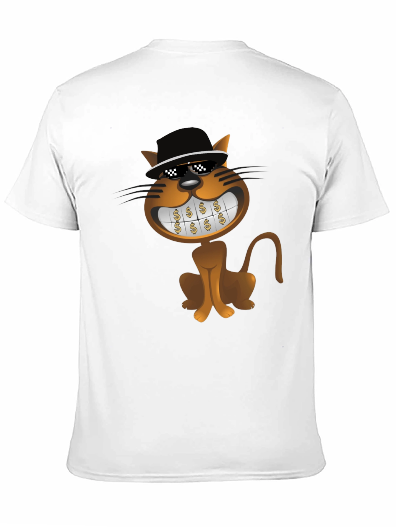 Black Cartoon Cat T-Shirt: Funny Design, Black Tee view 11