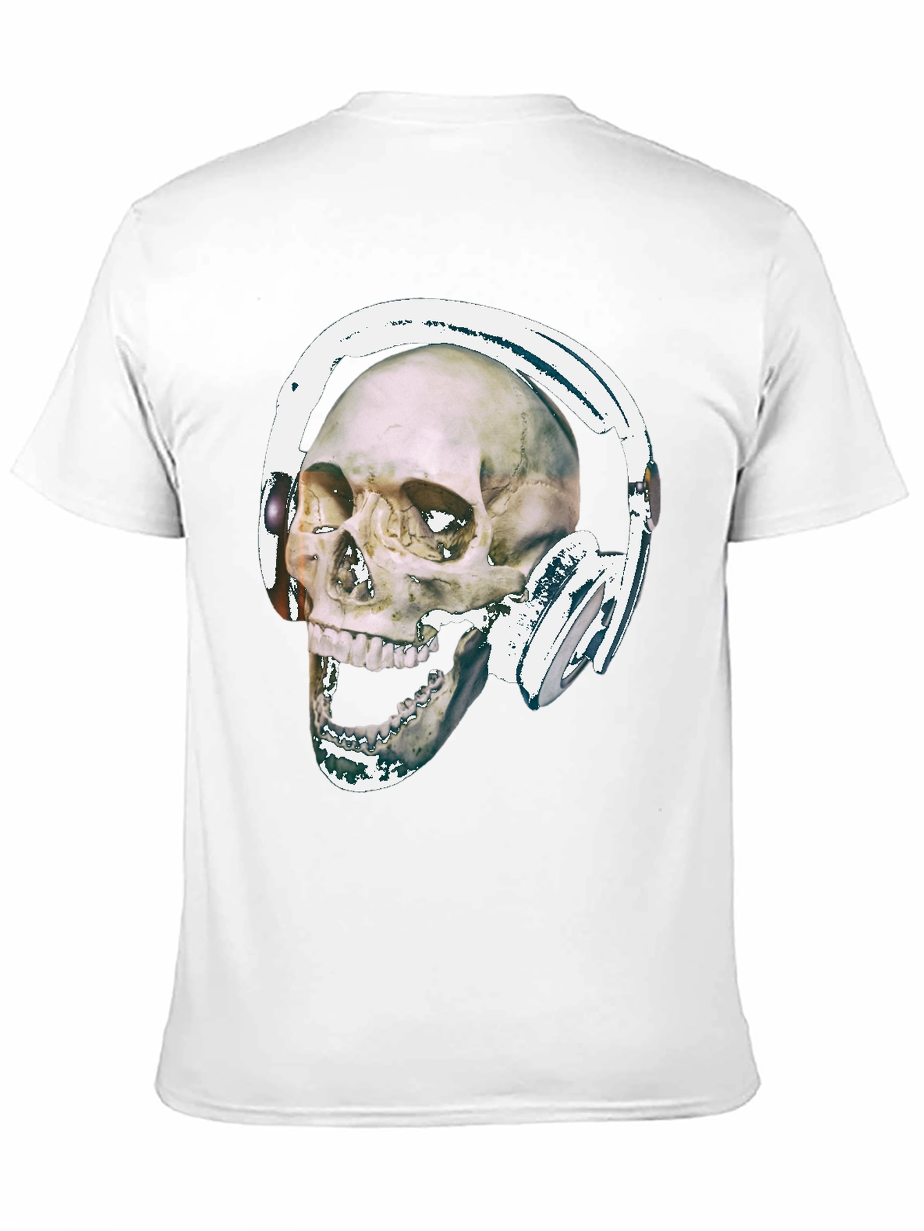 Black Skull With Headphones Graphic Tee - Black Cotton view 11