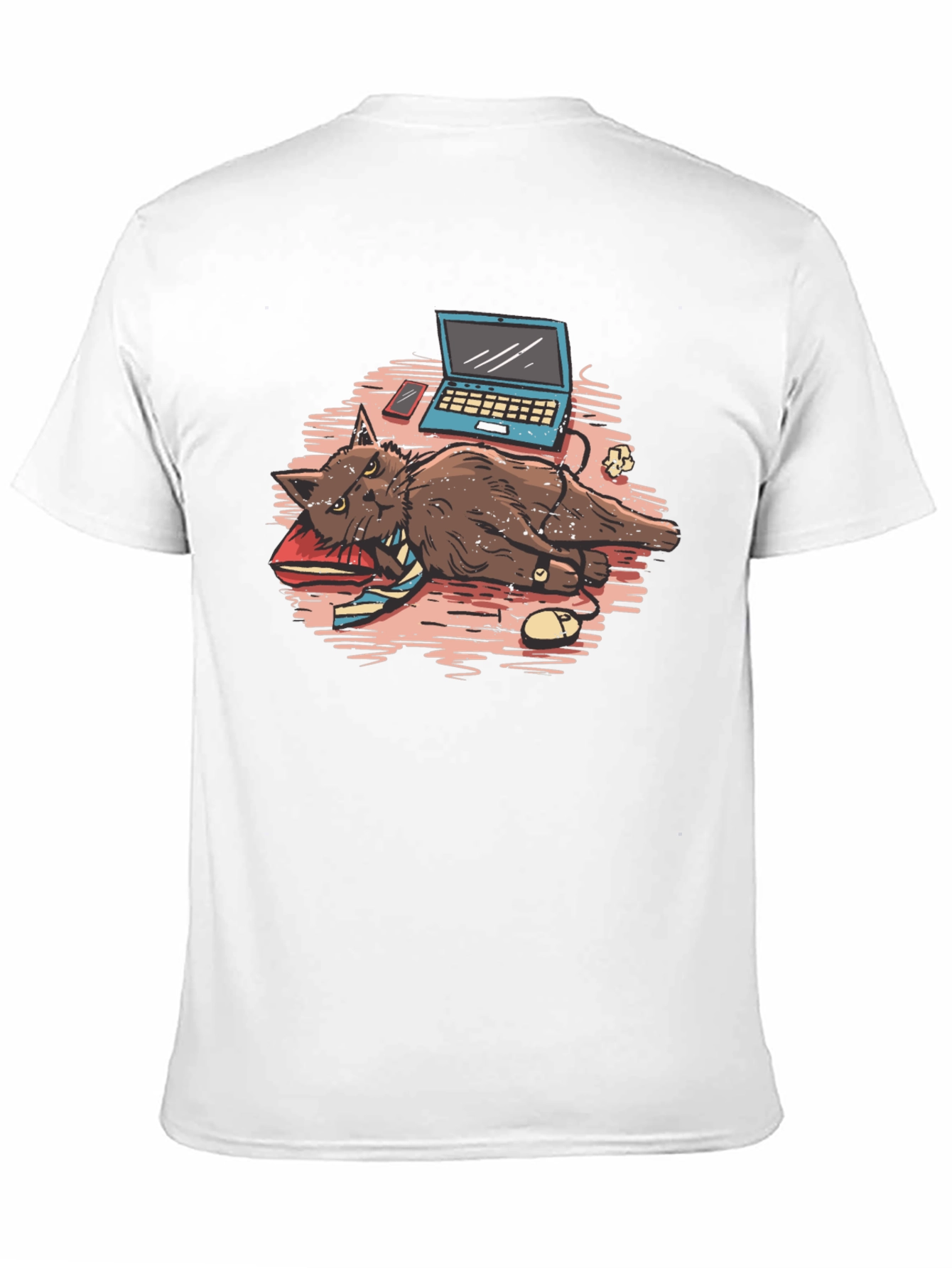 Black Work From Home Cat T-Shirt view 11