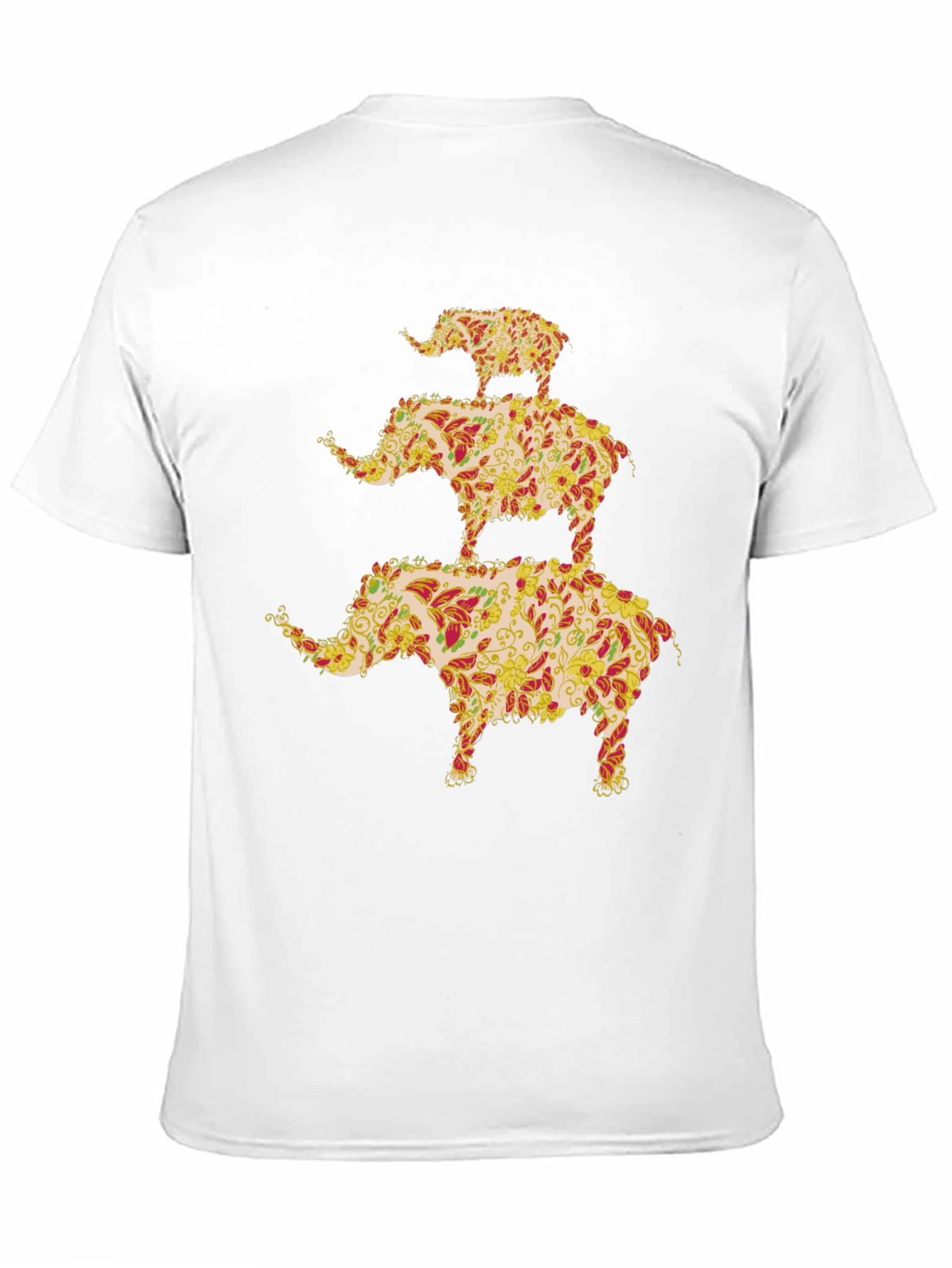 Black Elephant Stack Graphic Tee - Unique Men's Black T-Shirt view 11