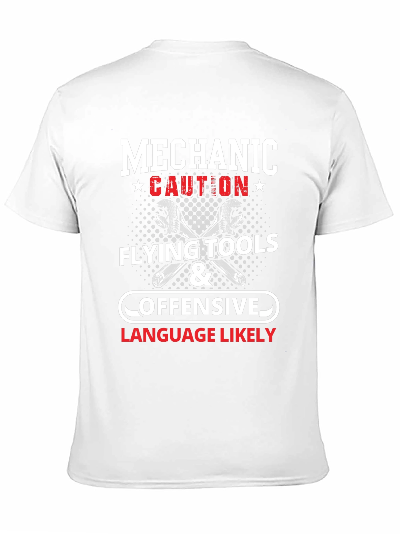 Black Mechanic Caution Flying Tools & Offensive Language Likely T-Shirt view 11