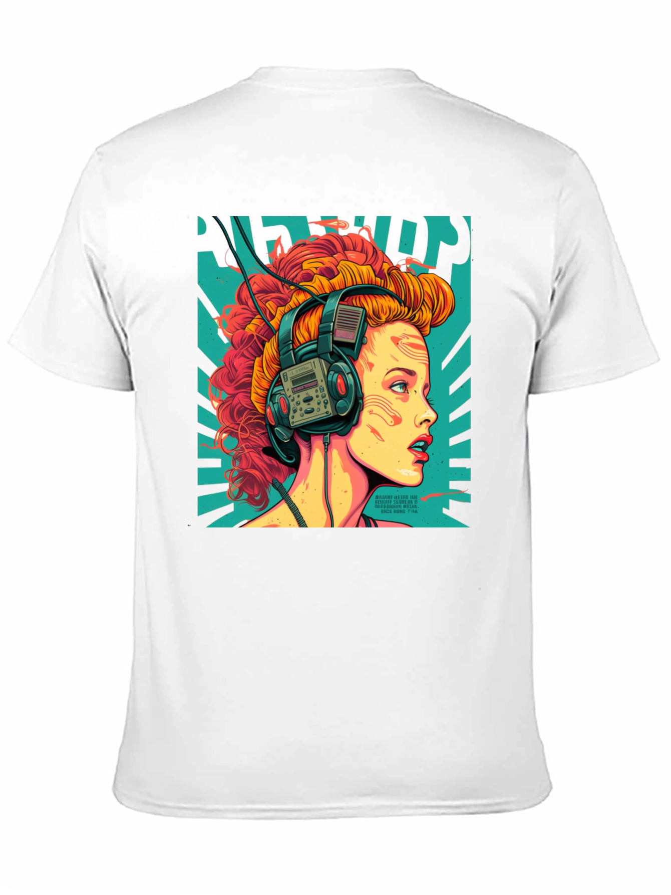 Black Retro Headphones Graphic T-Shirt view 11