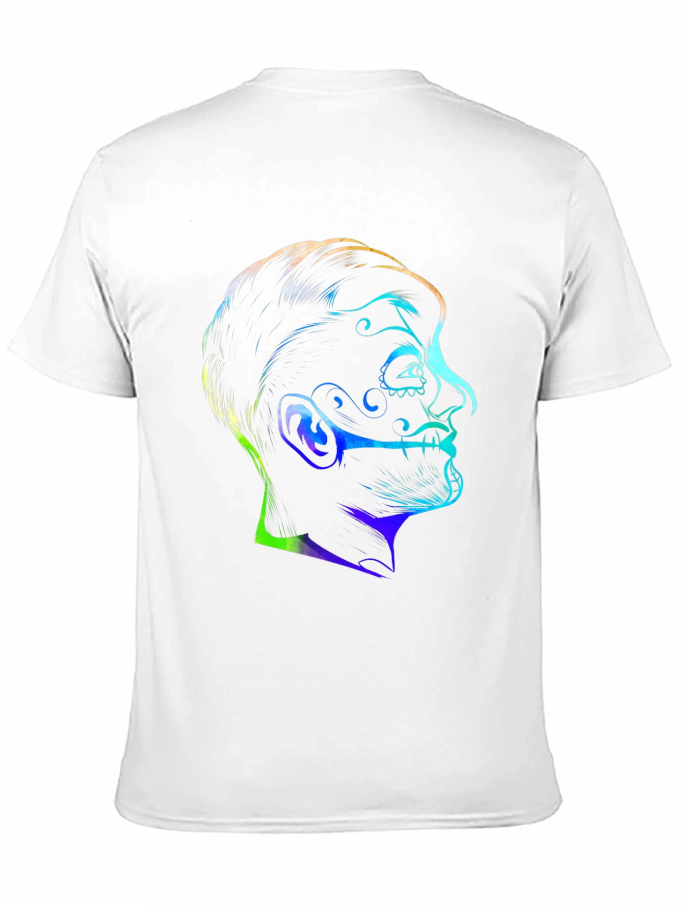 Black Colorful Sugar Skull Face Graphic Black T-Shirt view 11