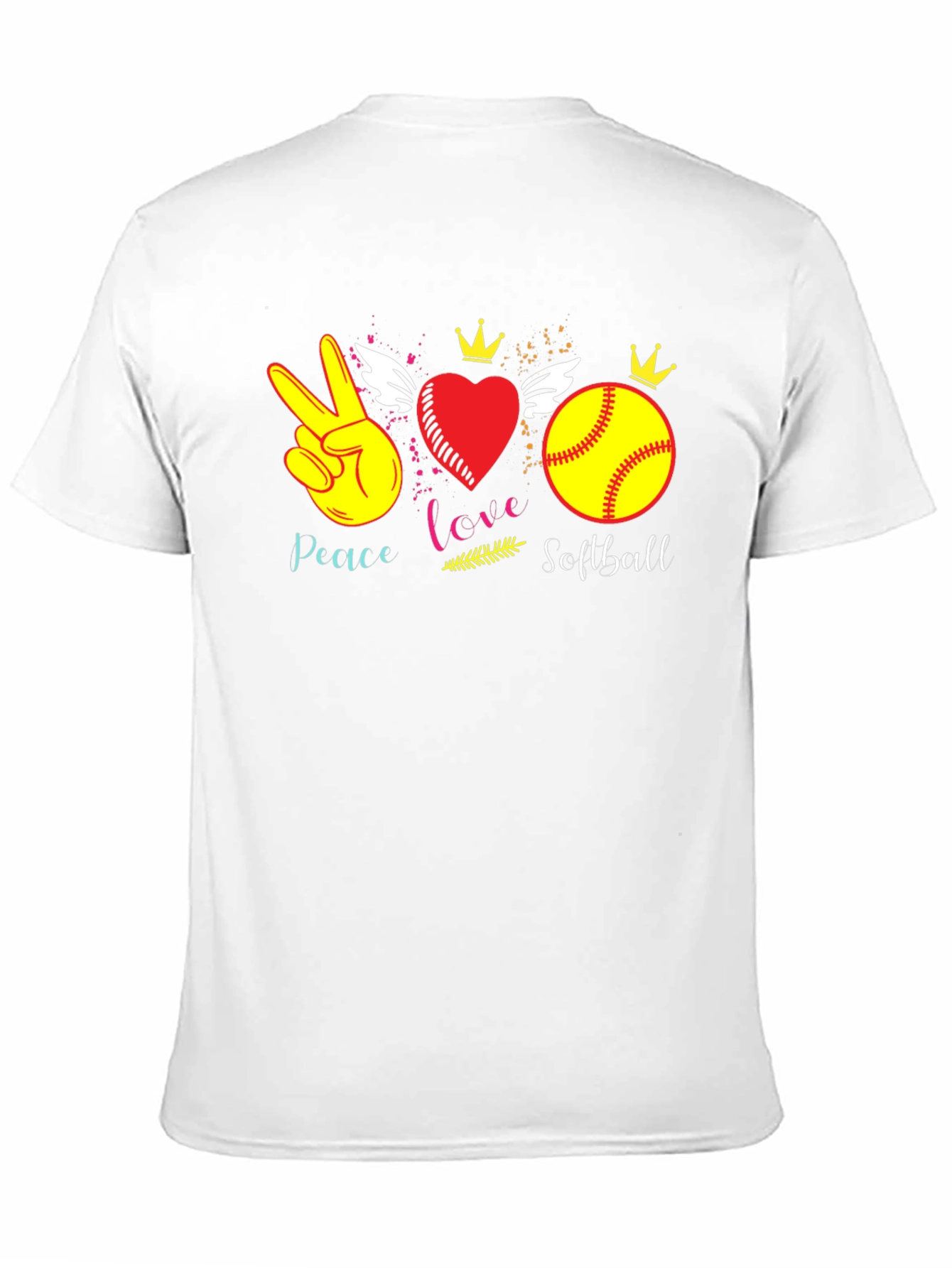 Black Peace Love Softball T-Shirt view 11