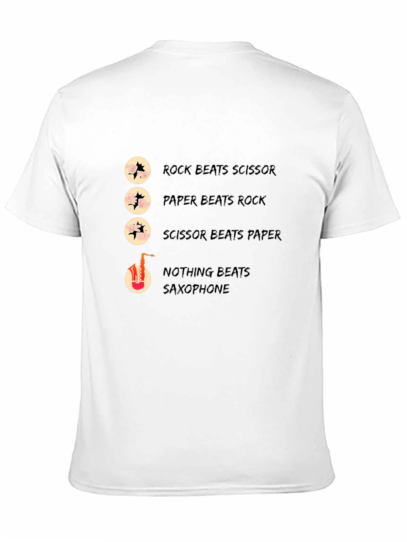 Black Rock Paper Scissors Saxophone Graphic T-Shirt view 11