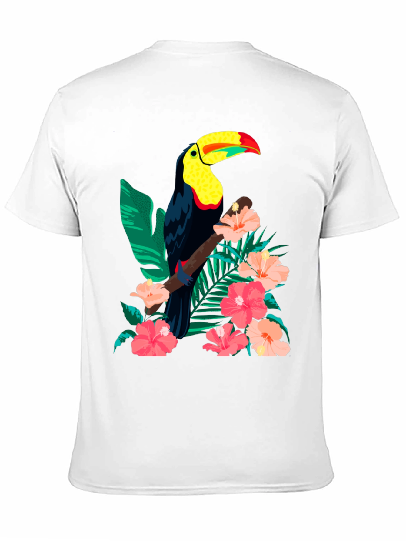 Black Toucan & Floral Print Black T-Shirt view 11