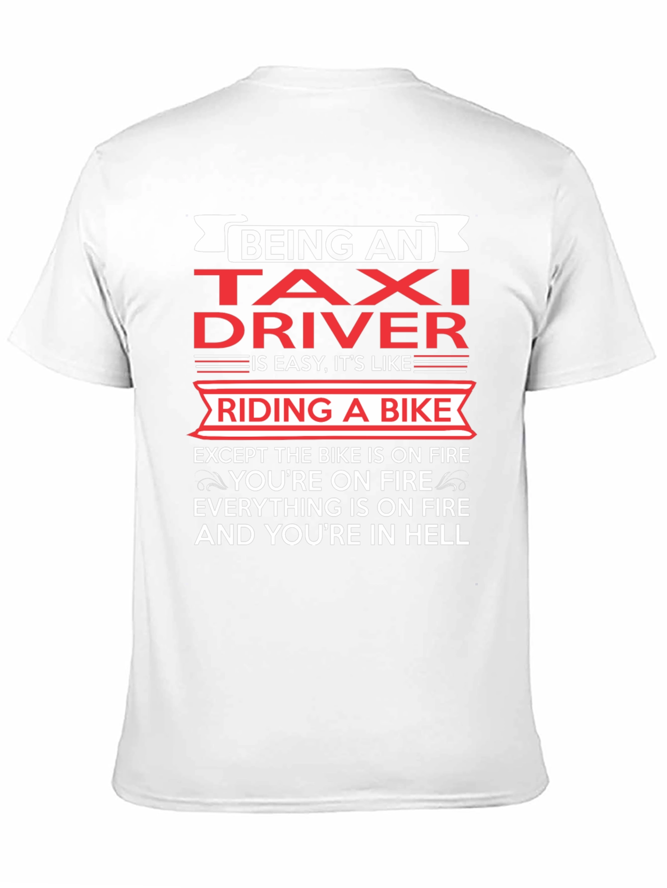 Black Taxi Driver Funny T-Shirt - Riding A Bike in Hell view 11