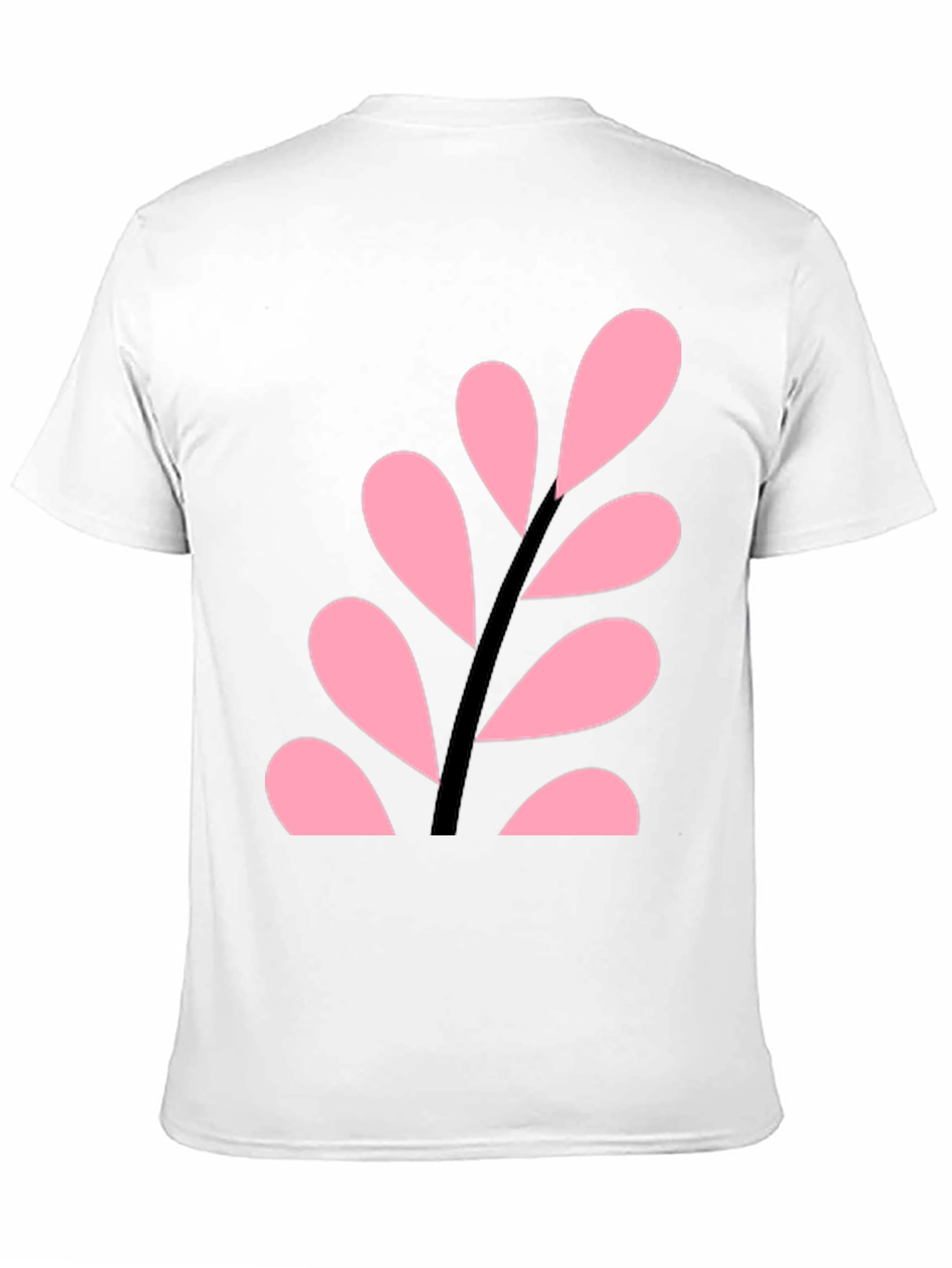 Black Pink Leaf Design Black T-Shirt view 11