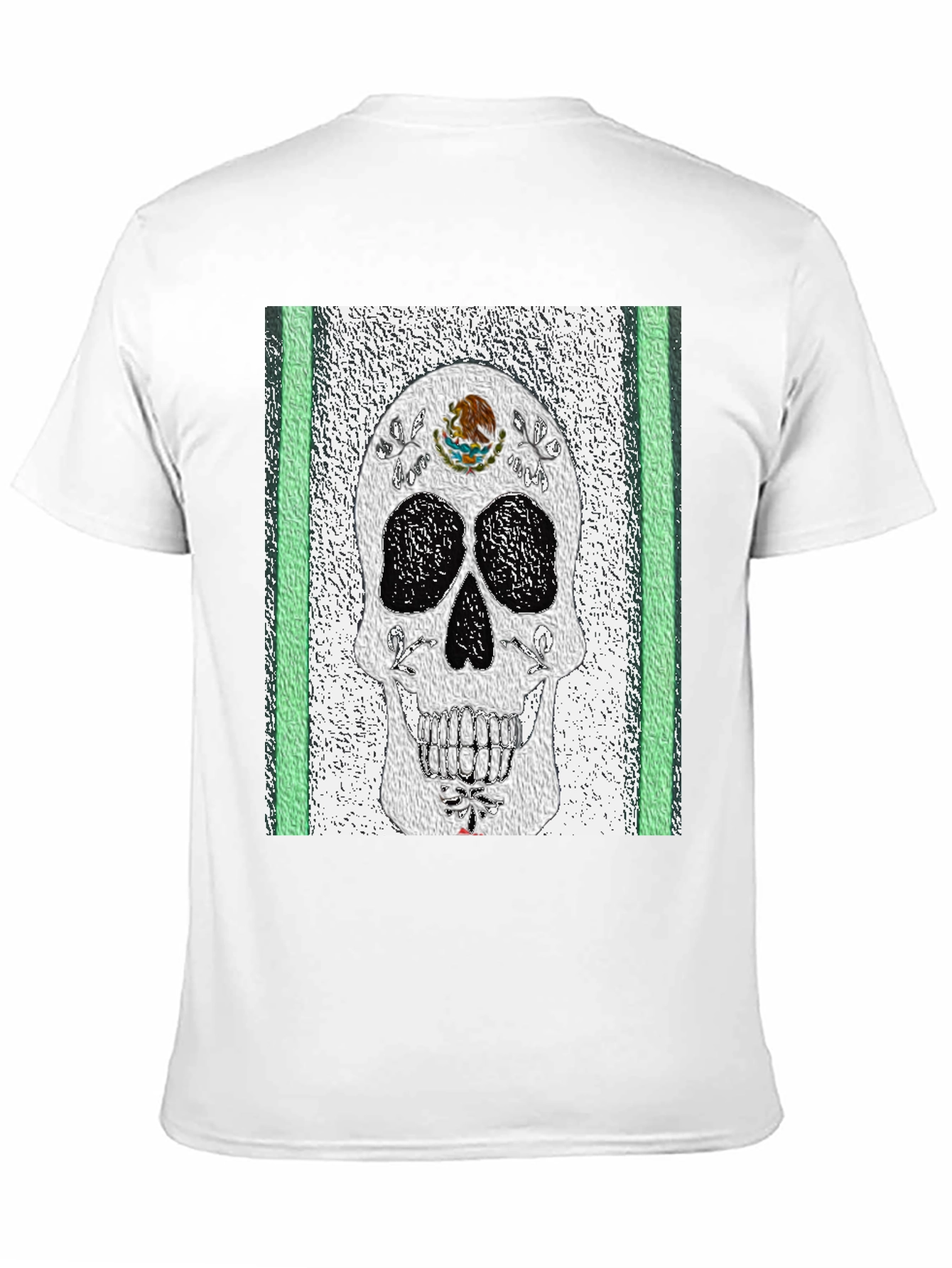 Black Mexican Flag Sugar Skull T-Shirt view 11