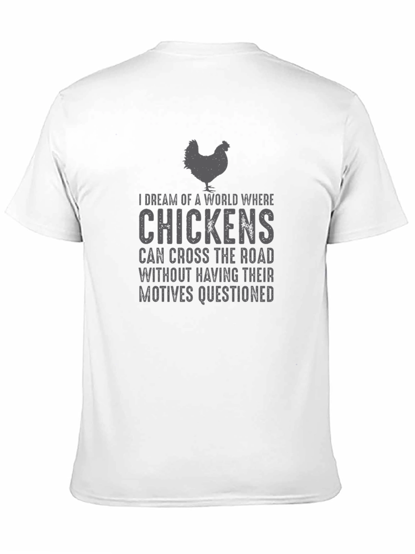 Black Chicken Road Crossing T-Shirt - Funny Graphic Tee view 11