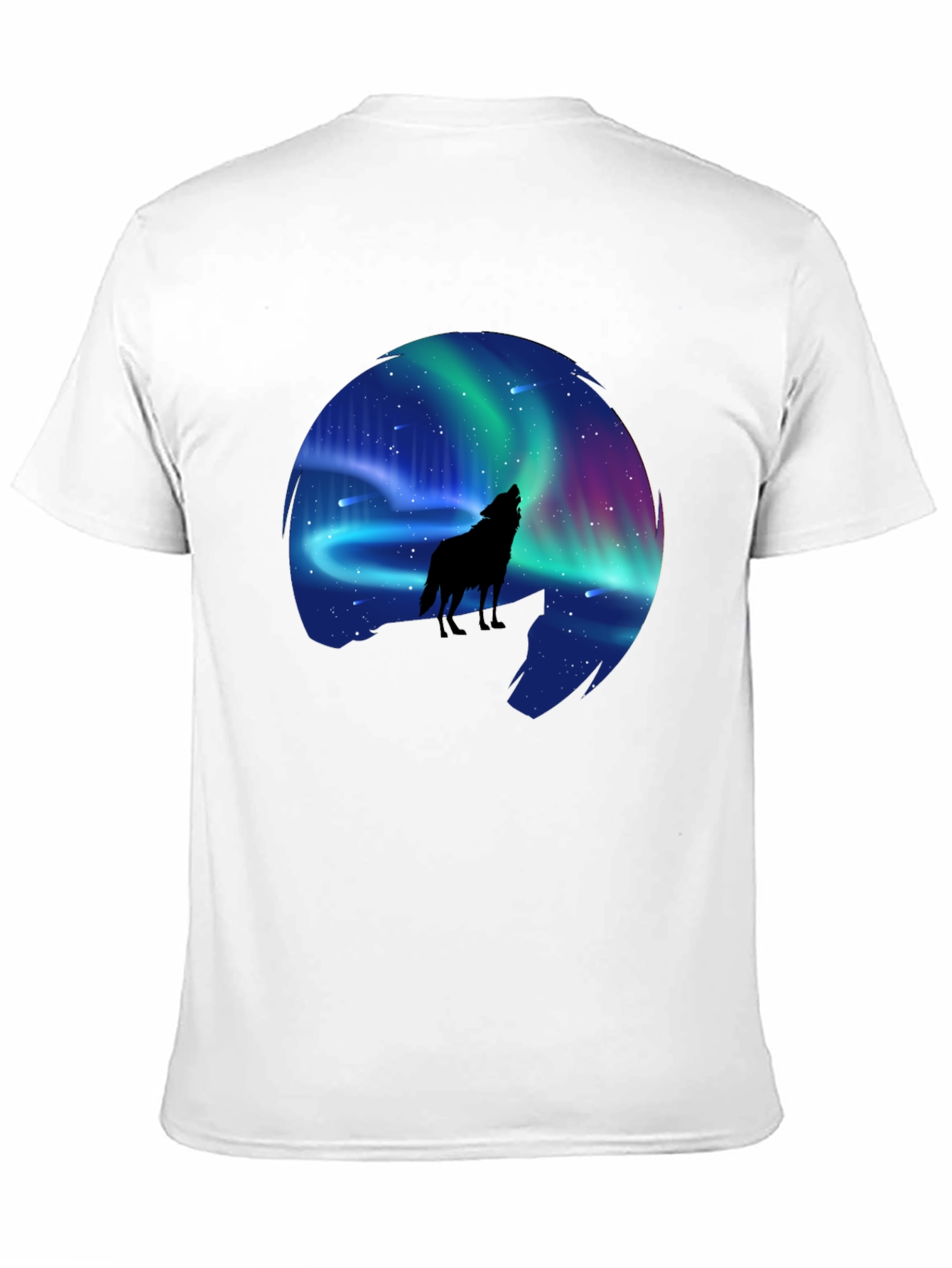 Black Wolf Aurora Borealis Graphic T-Shirt view 11