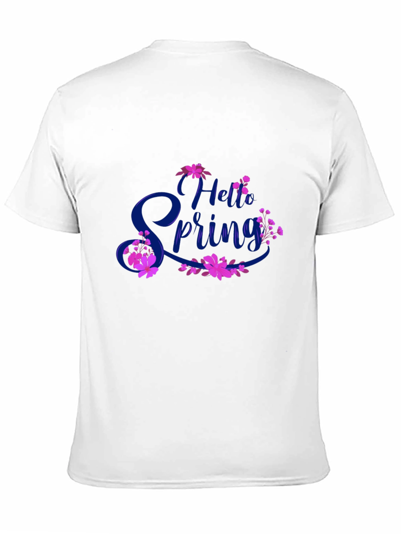 Black Hello Spring Black T-Shirt Floral Design view 11